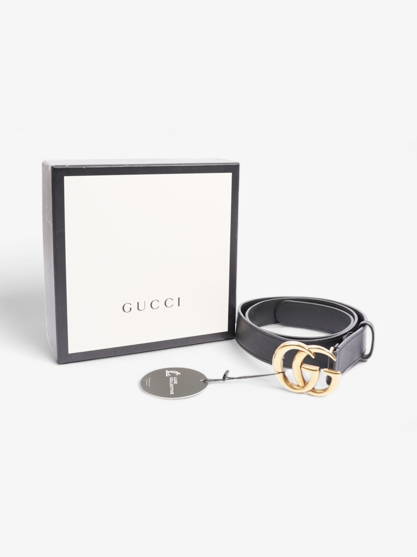 Gucci GG Marmont Wide Belt Black Leather 90cm / 36"