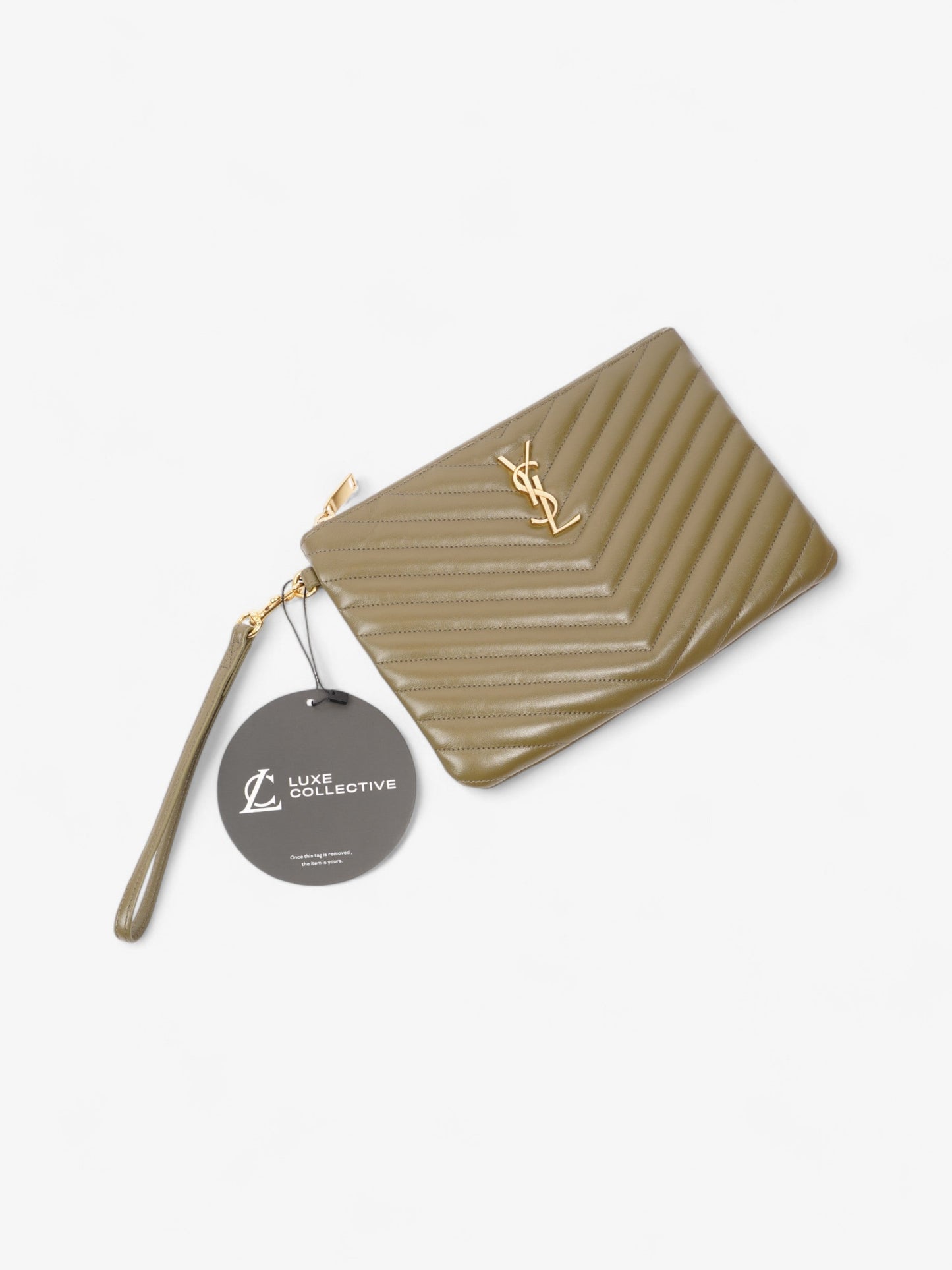 Saint Laurent Cassandra Pouch Khaki Matelasse Leather