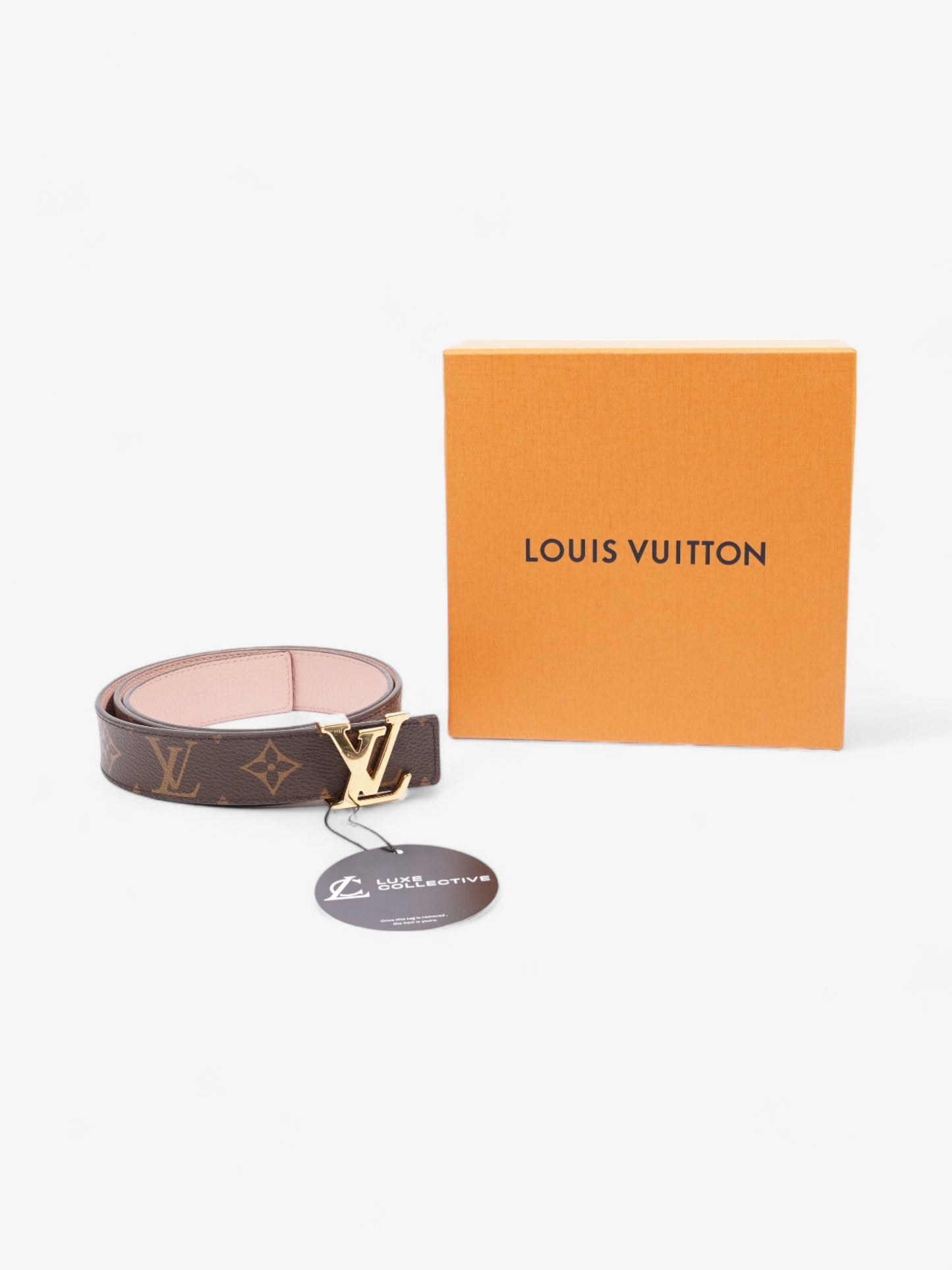 Louis Vuitton LV Initiales Reversible Belt Monogram / Rose Ballerine Coated Canvas 85cm / 34"