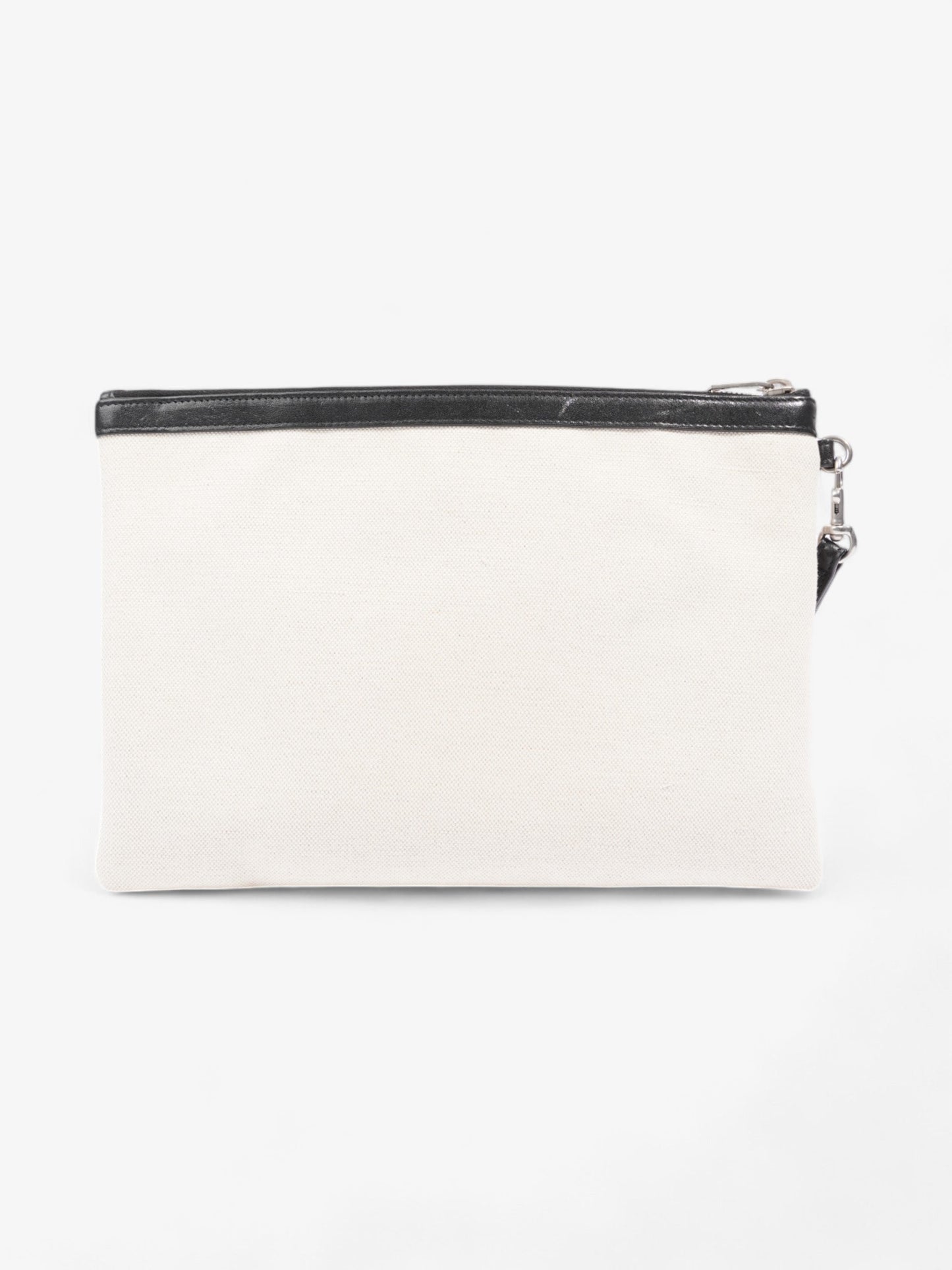 Saint Laurent Rive Gauche Wristlet Black / White Canvas