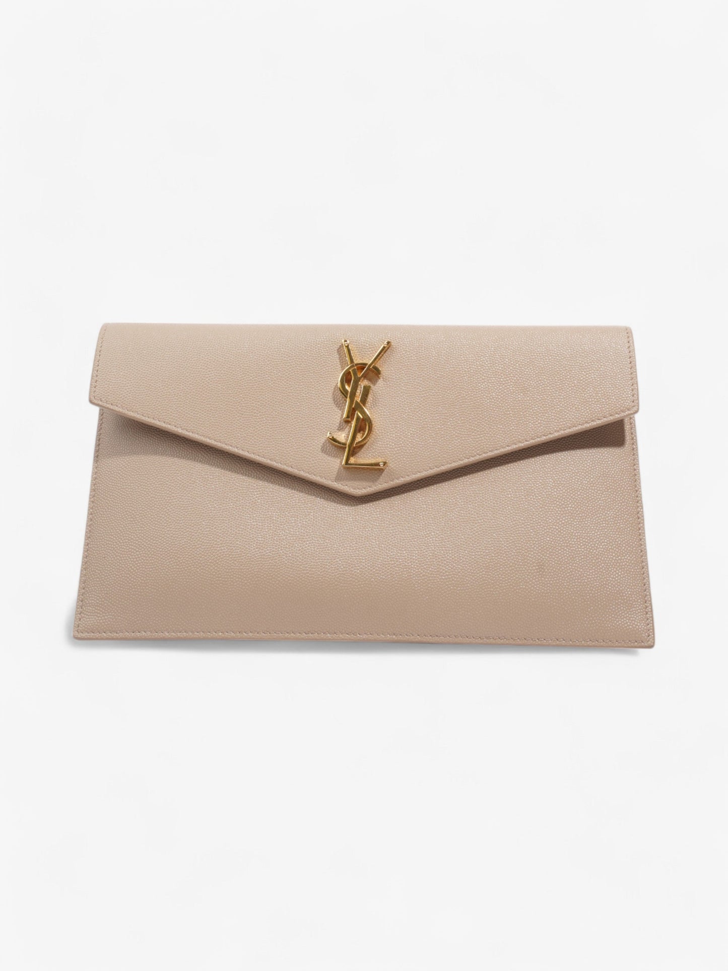 Saint Laurent Uptown Clutch Nude Grained Leather