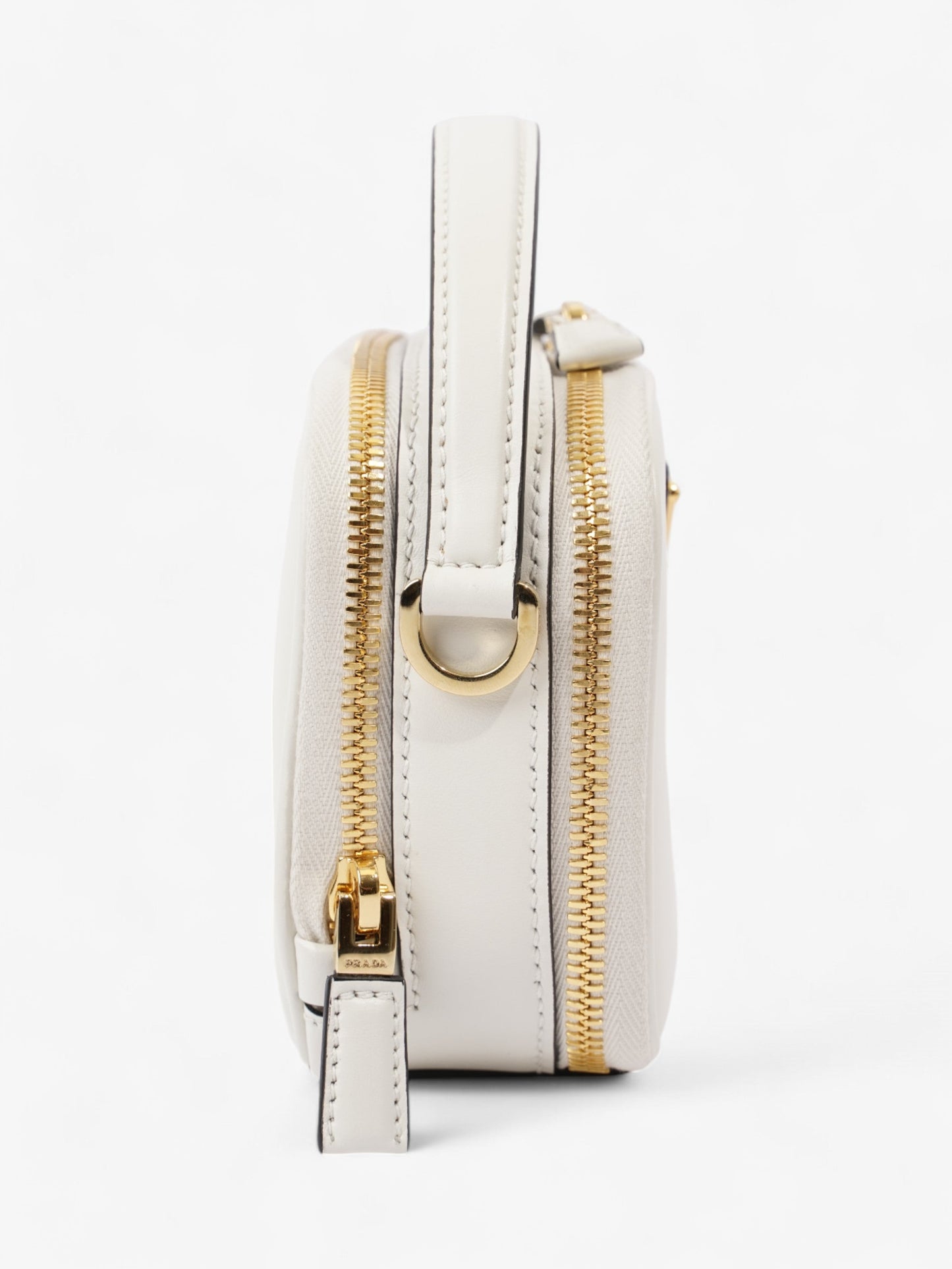 Prada Branded Pouch White Calfskin Leather Mini