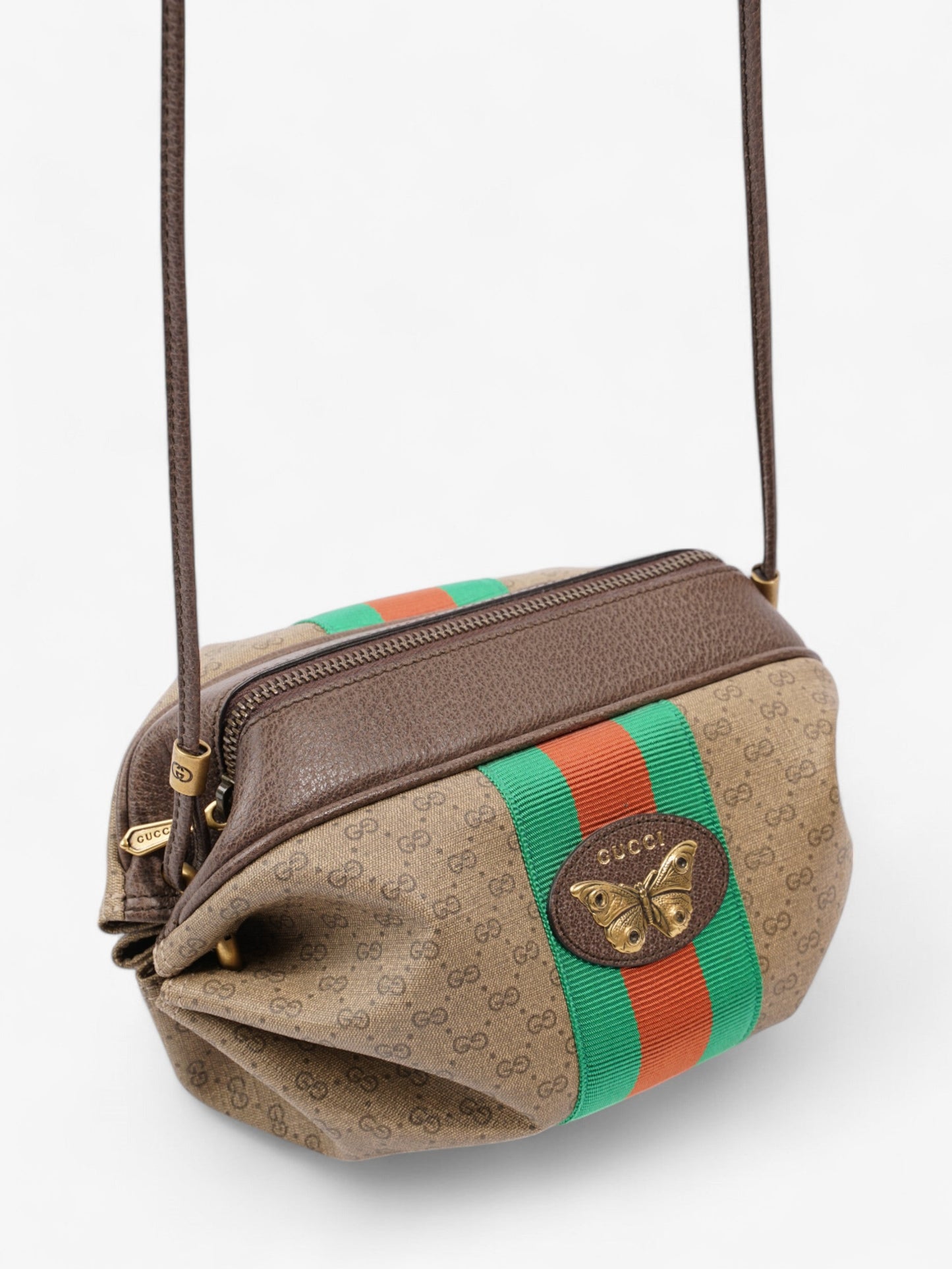 Gucci Web Butterfly New Candy Vintage GG Supreme / Green / Red Coated Canvas Mini