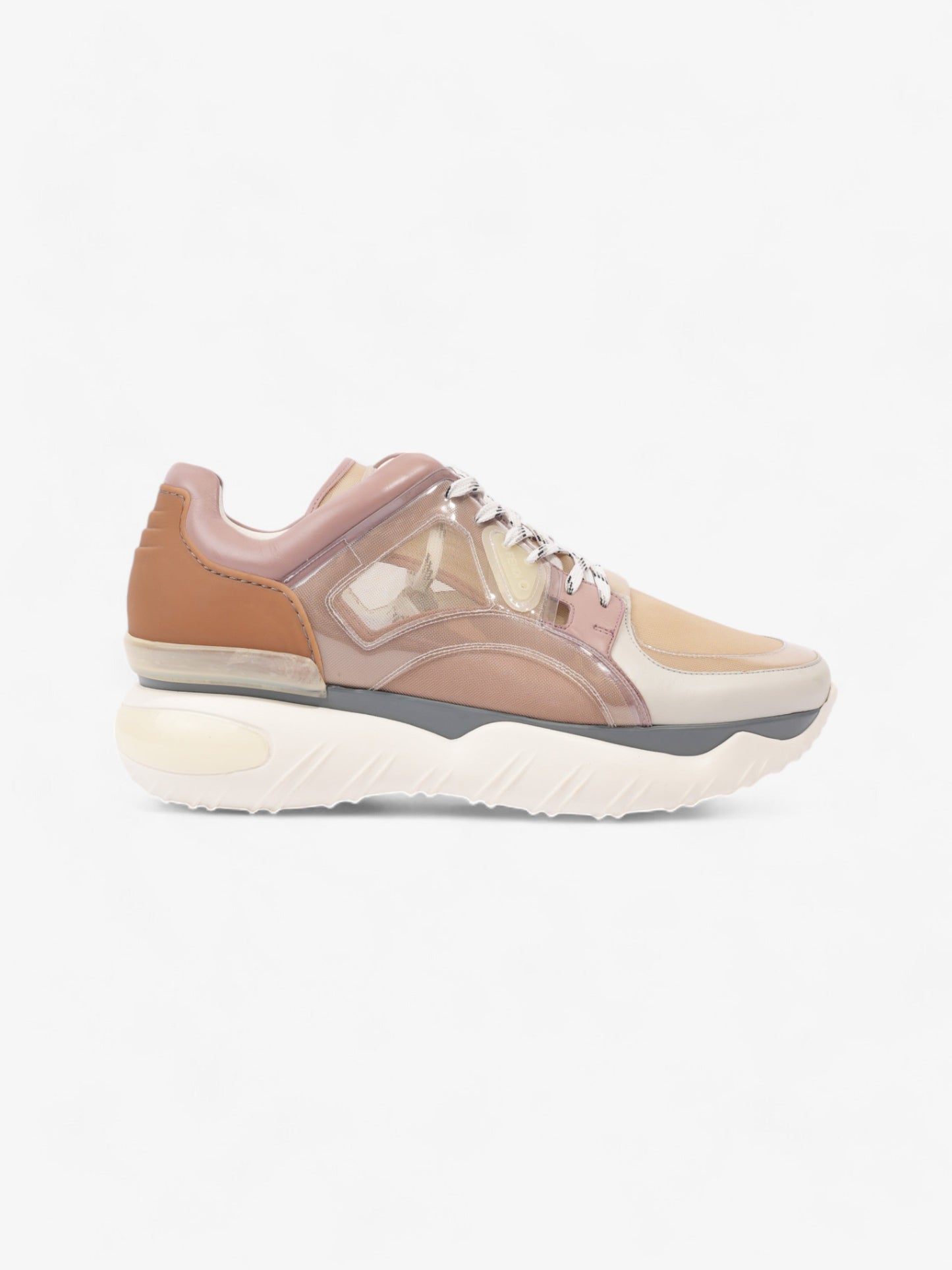 Fendi Low Top Sneaker Beige / Pink / Brown Leather EU 44 UK 10