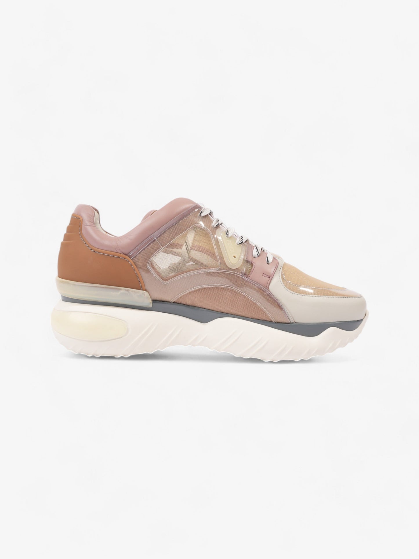 Fendi Low Top Sneaker Beige / Pink / Brown Leather EU 44 UK 10