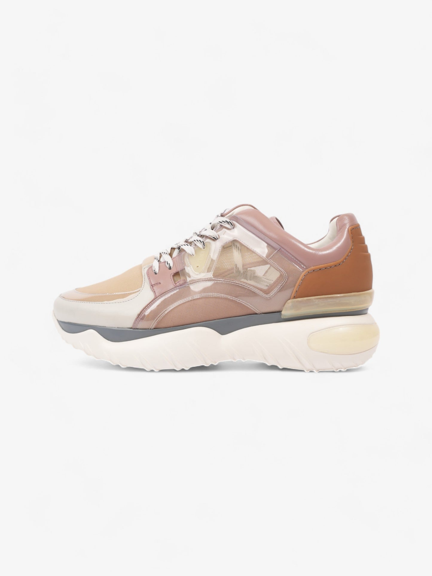 Fendi Low Top Sneaker Beige / Pink / Brown Leather EU 44 UK 10