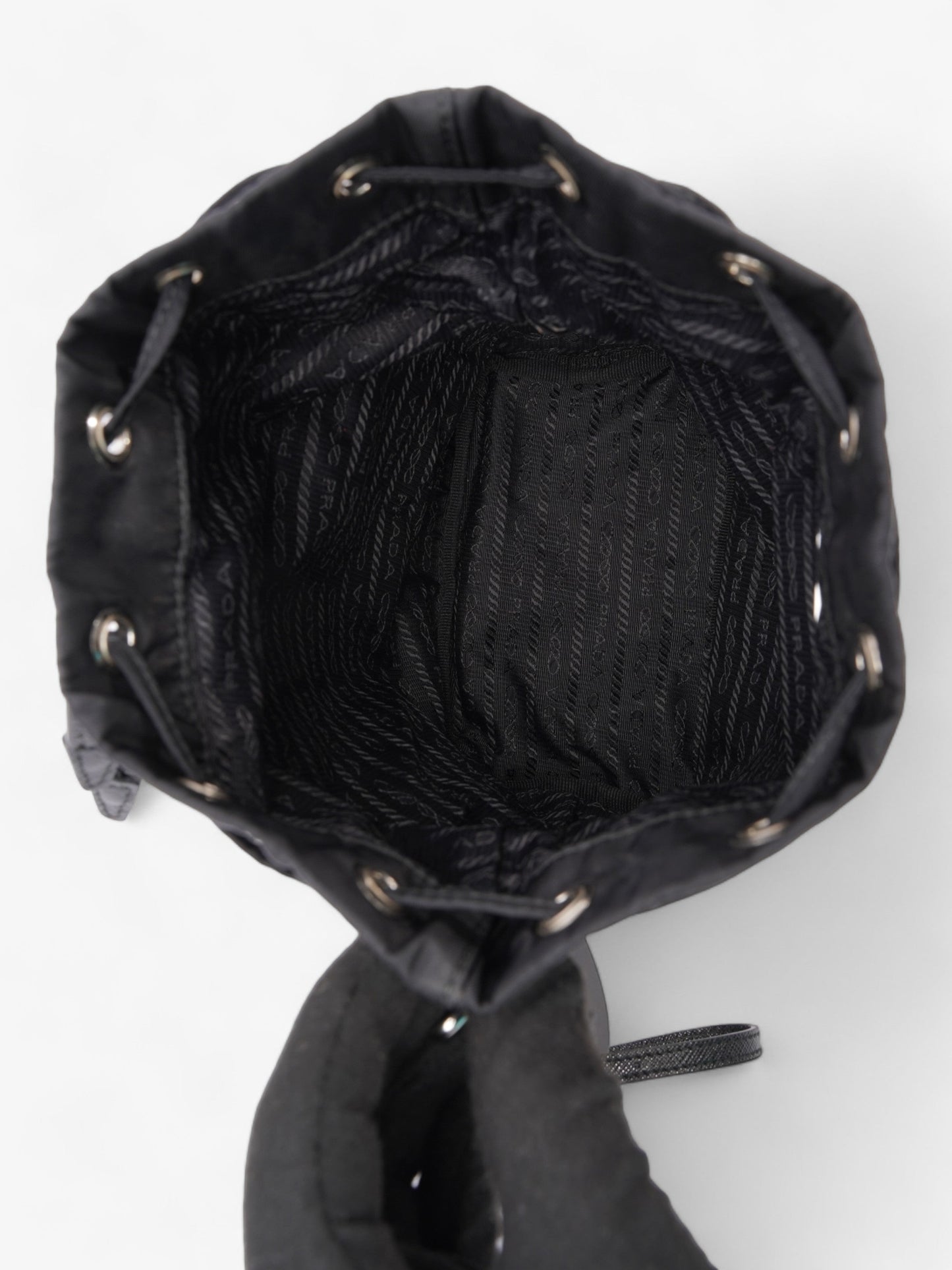 Prada Drawstring Pouch Black Re Nylon