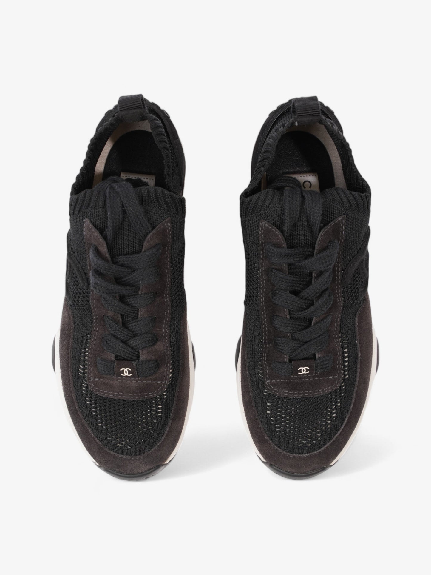 Chanel CC Logo Knit Sneaker Black Cotton EU 38 UK 5