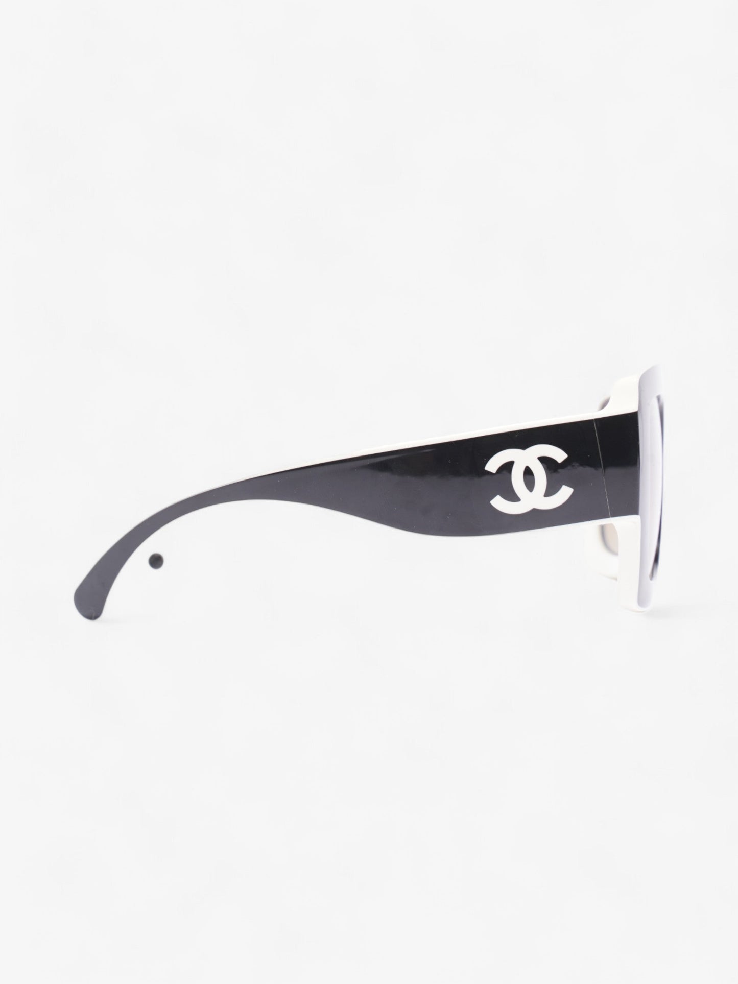 Chanel Two Tone CC Sunglasses Black / White Acetate 140mm