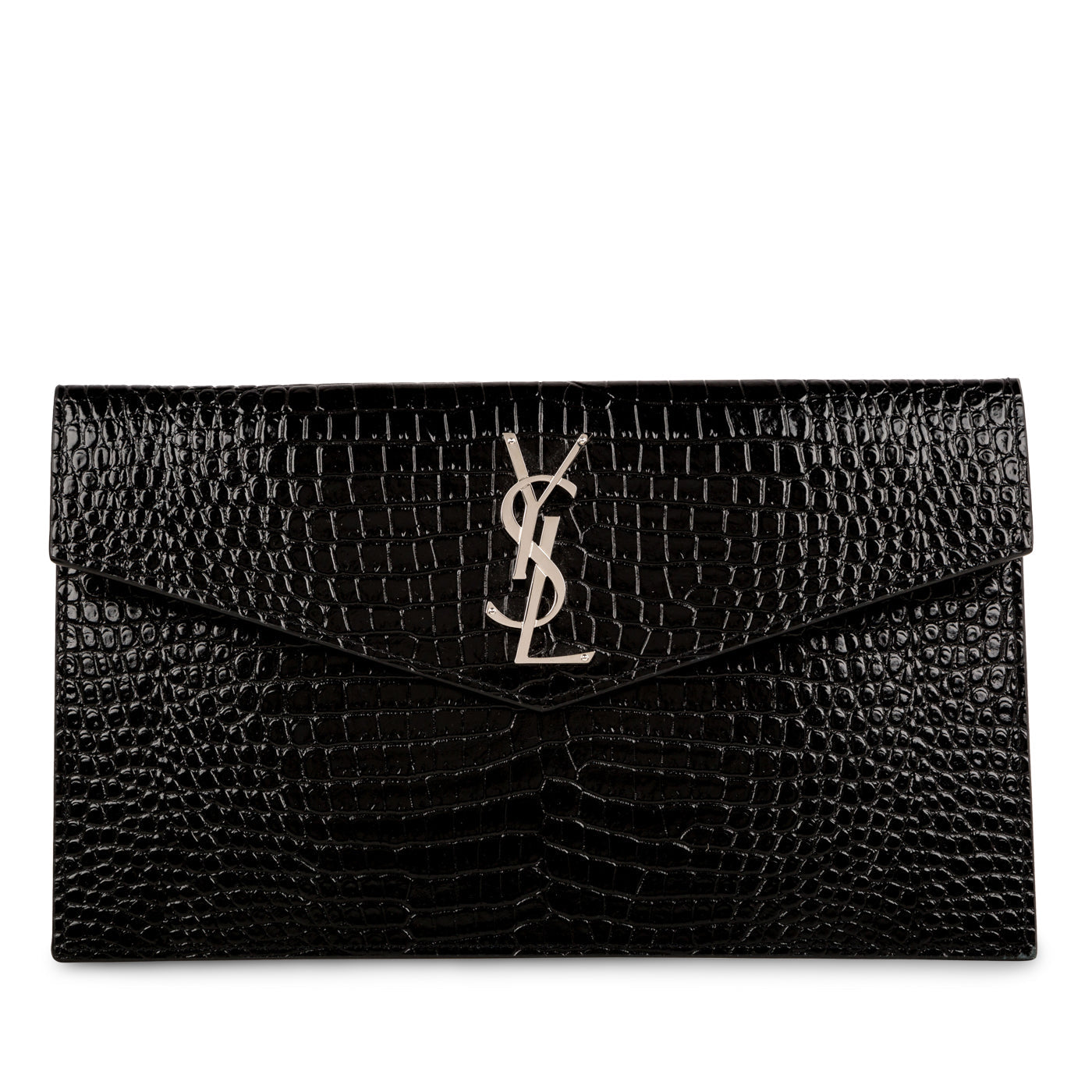 Saint Laurent Croc Embossed Uptown Clutch