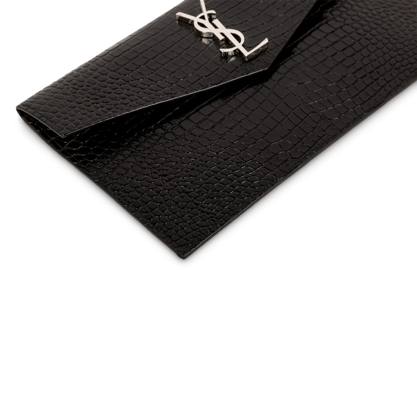 Saint Laurent Croc Embossed Uptown Clutch