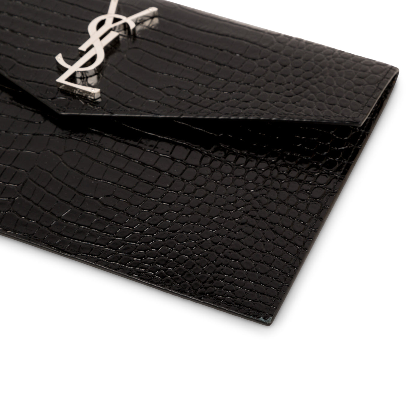 Saint Laurent Croc Embossed Uptown Clutch
