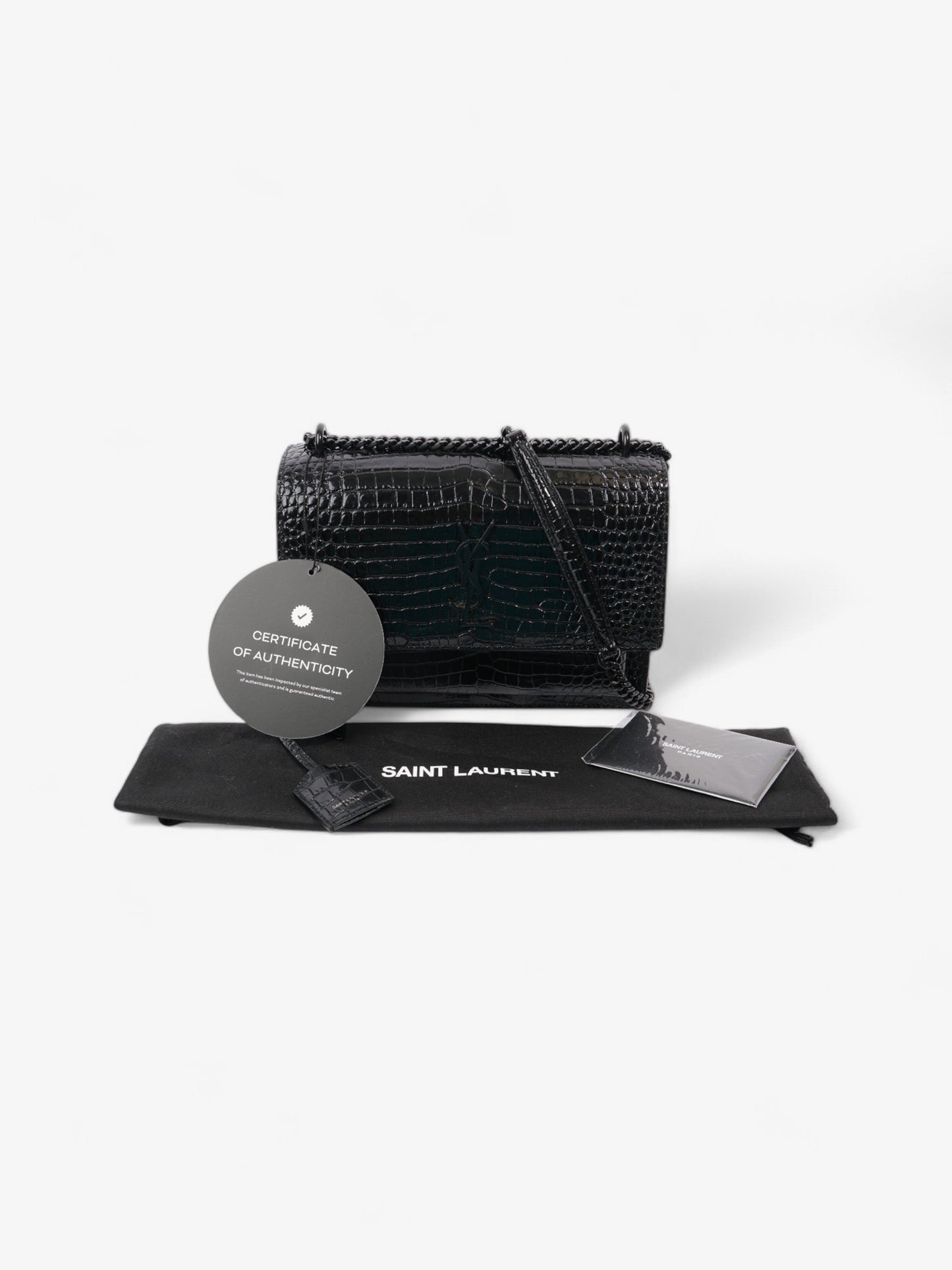 Saint Laurent Sunset Black Embossed Leather Medium