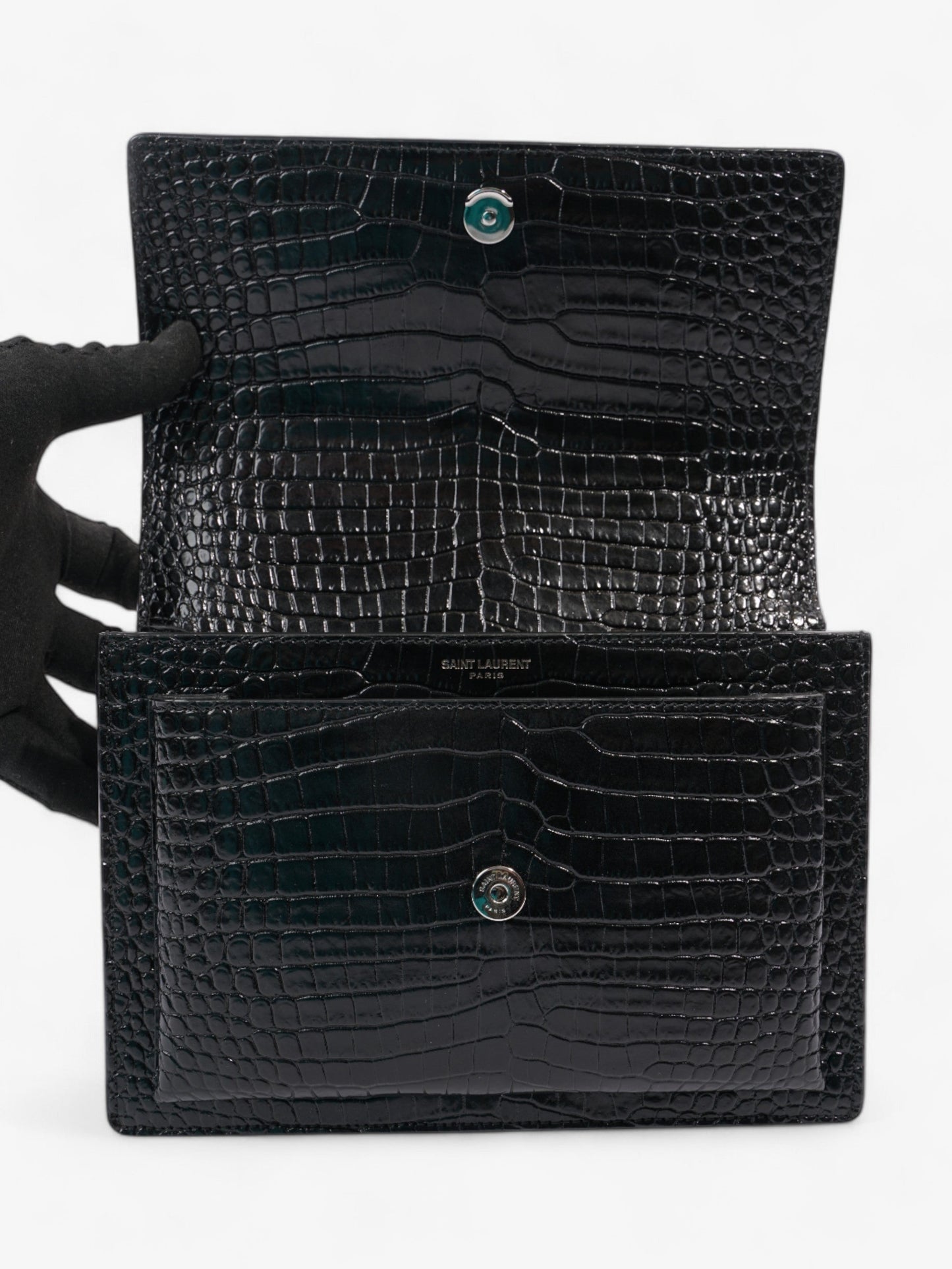 Saint Laurent Sunset Black Embossed Leather Medium