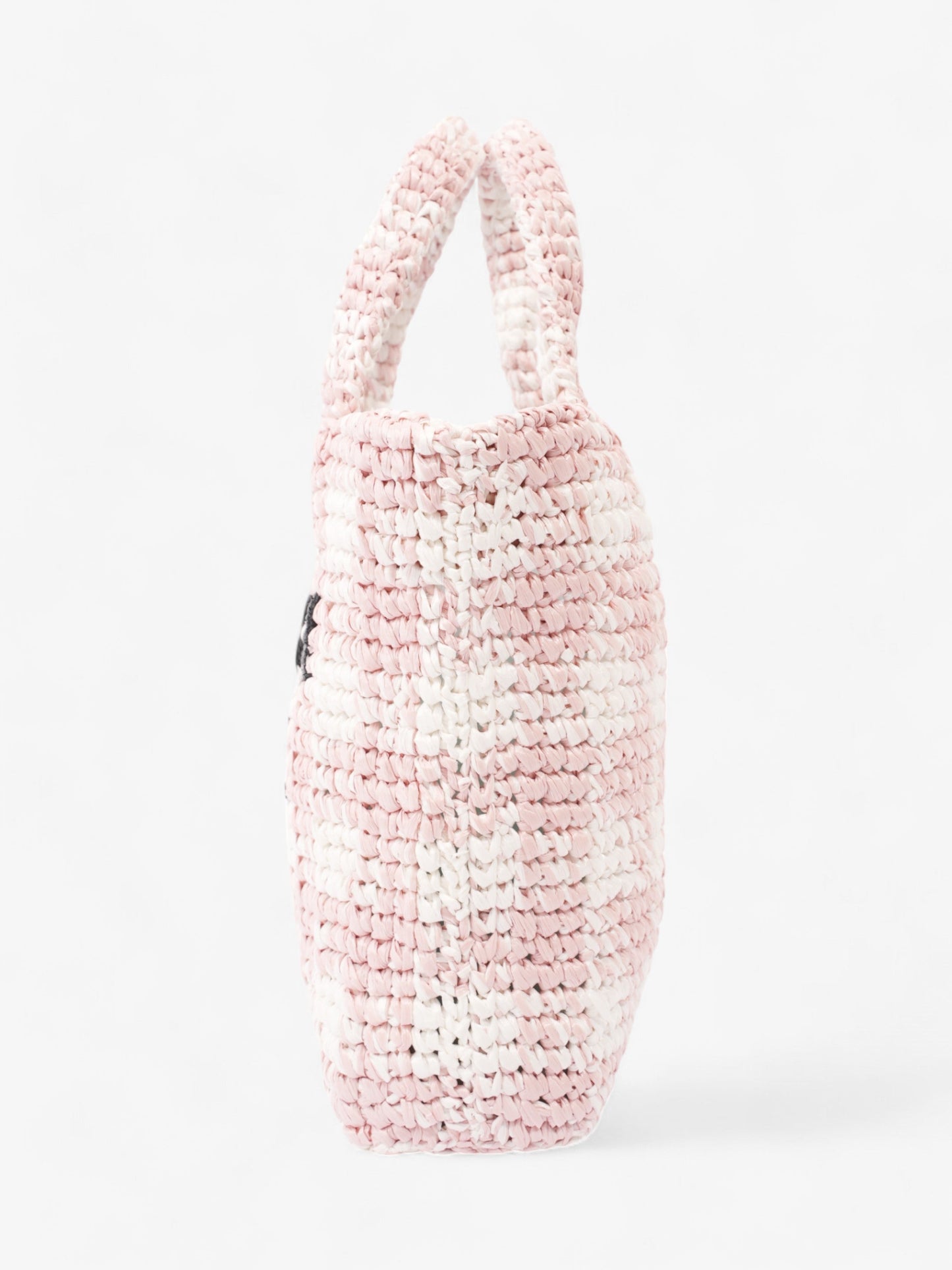Prada Logo Tote Bag Pink / White / Black Raffia Small