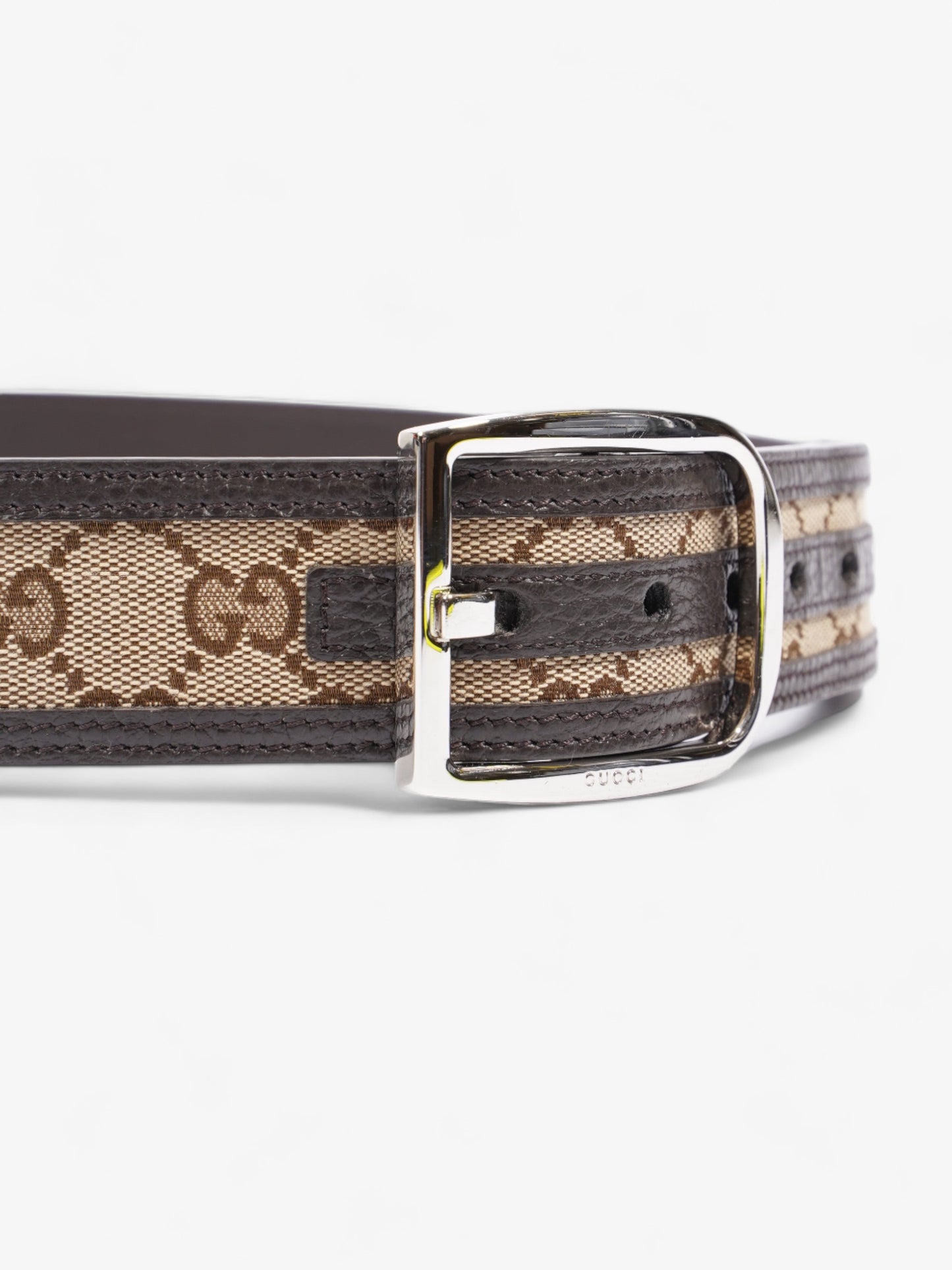 Gucci Gucci GG belt Beige And Ebony GG Supreme / Brown Leather Leather 95cm 38mm