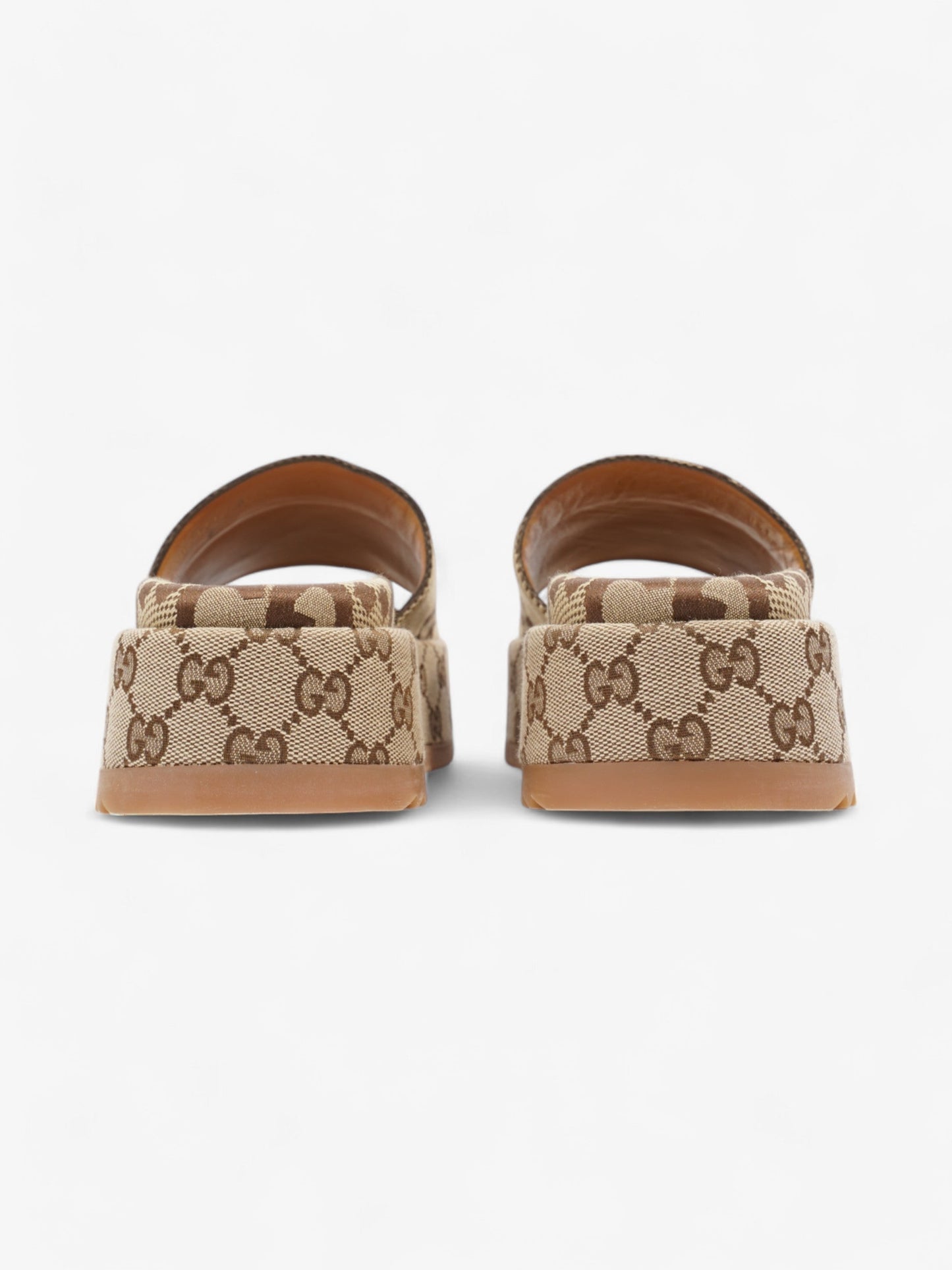 Gucci GG Platform Sandals Beige / Brown Canvas EU 38.5 UK 5.5