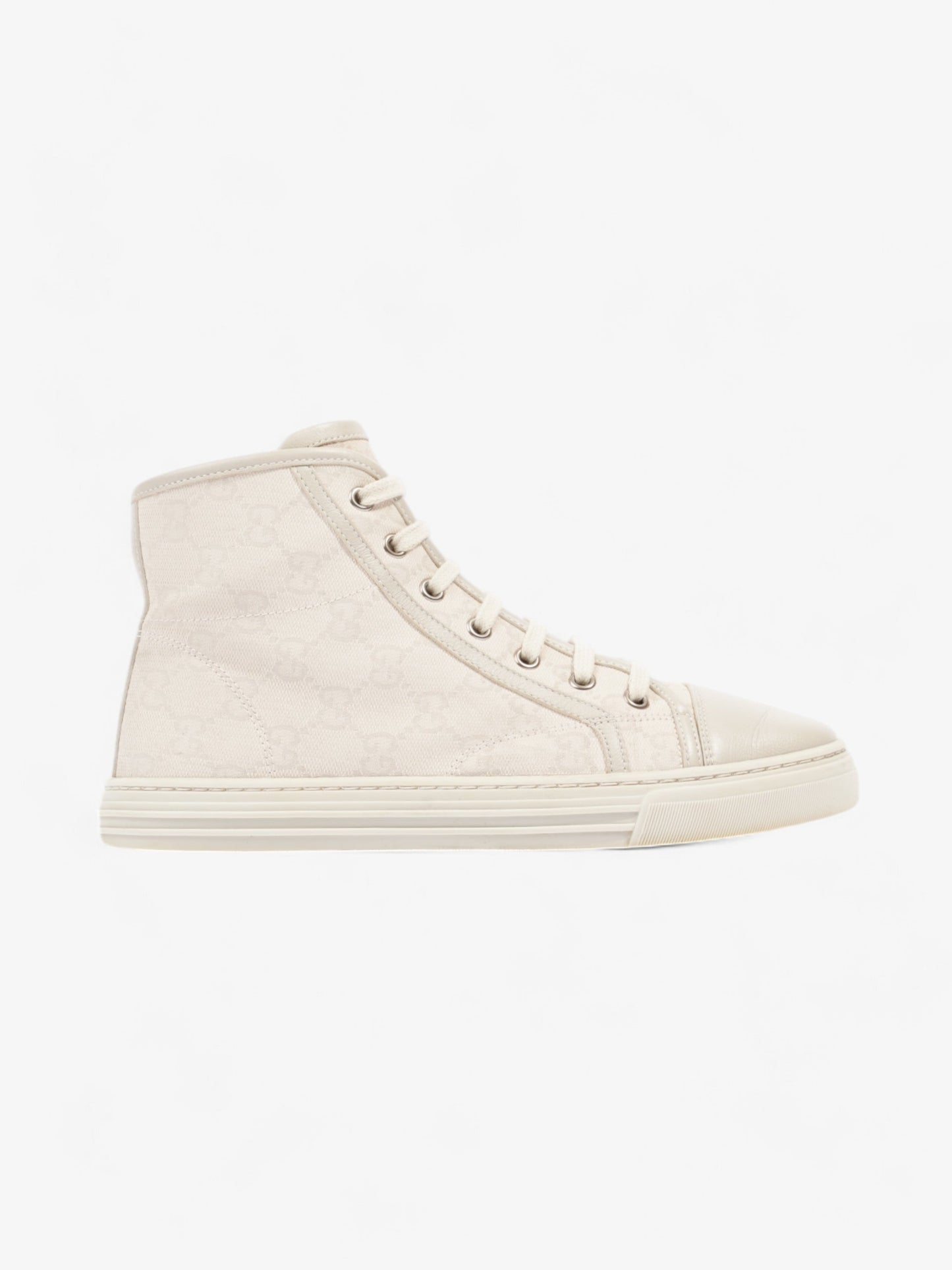 Gucci GG Monogram High-Top Sneakers Beige Canvas EU 38 UK 5