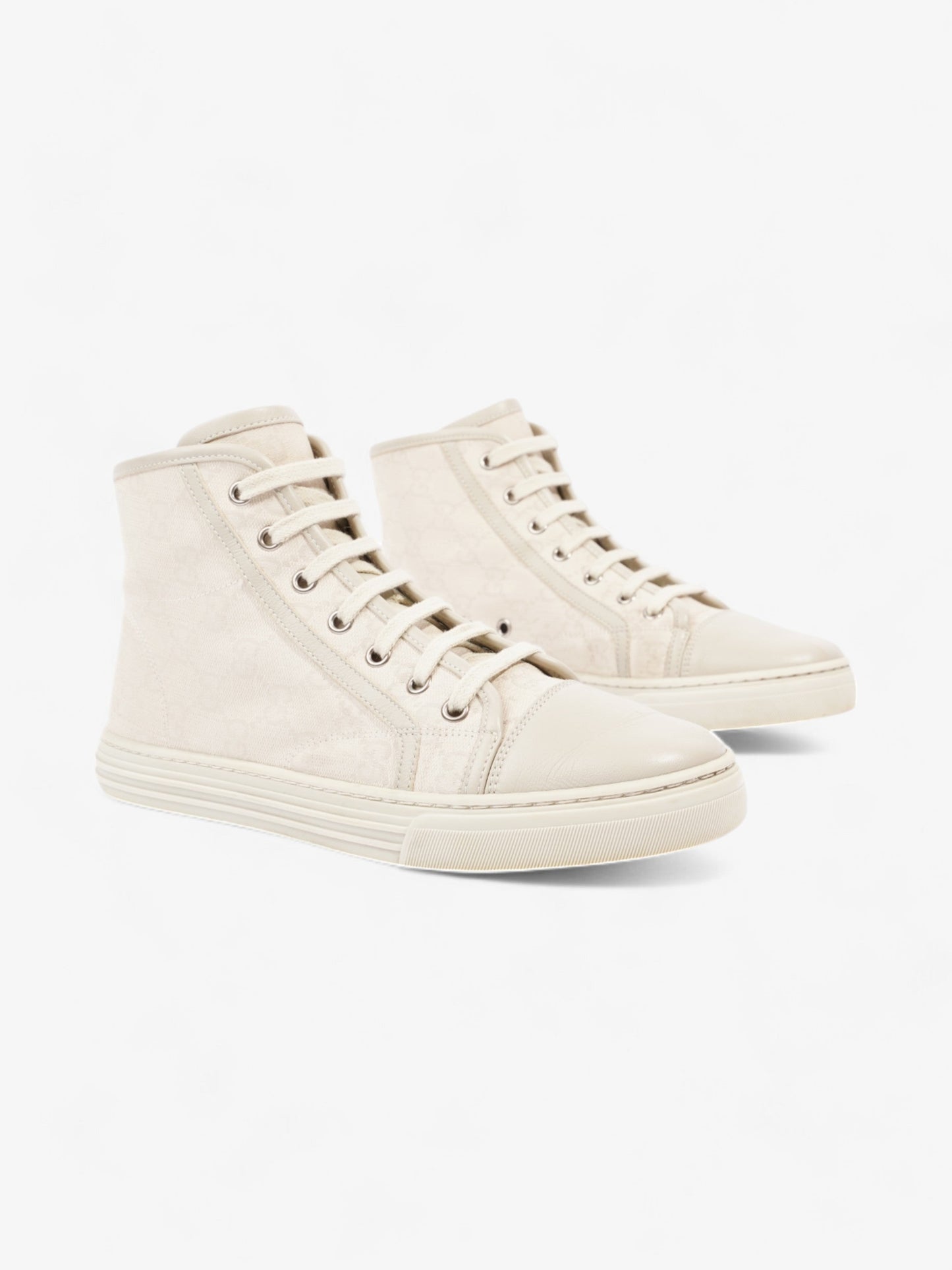Gucci GG Monogram High-Top Sneakers Beige Canvas EU 38 UK 5
