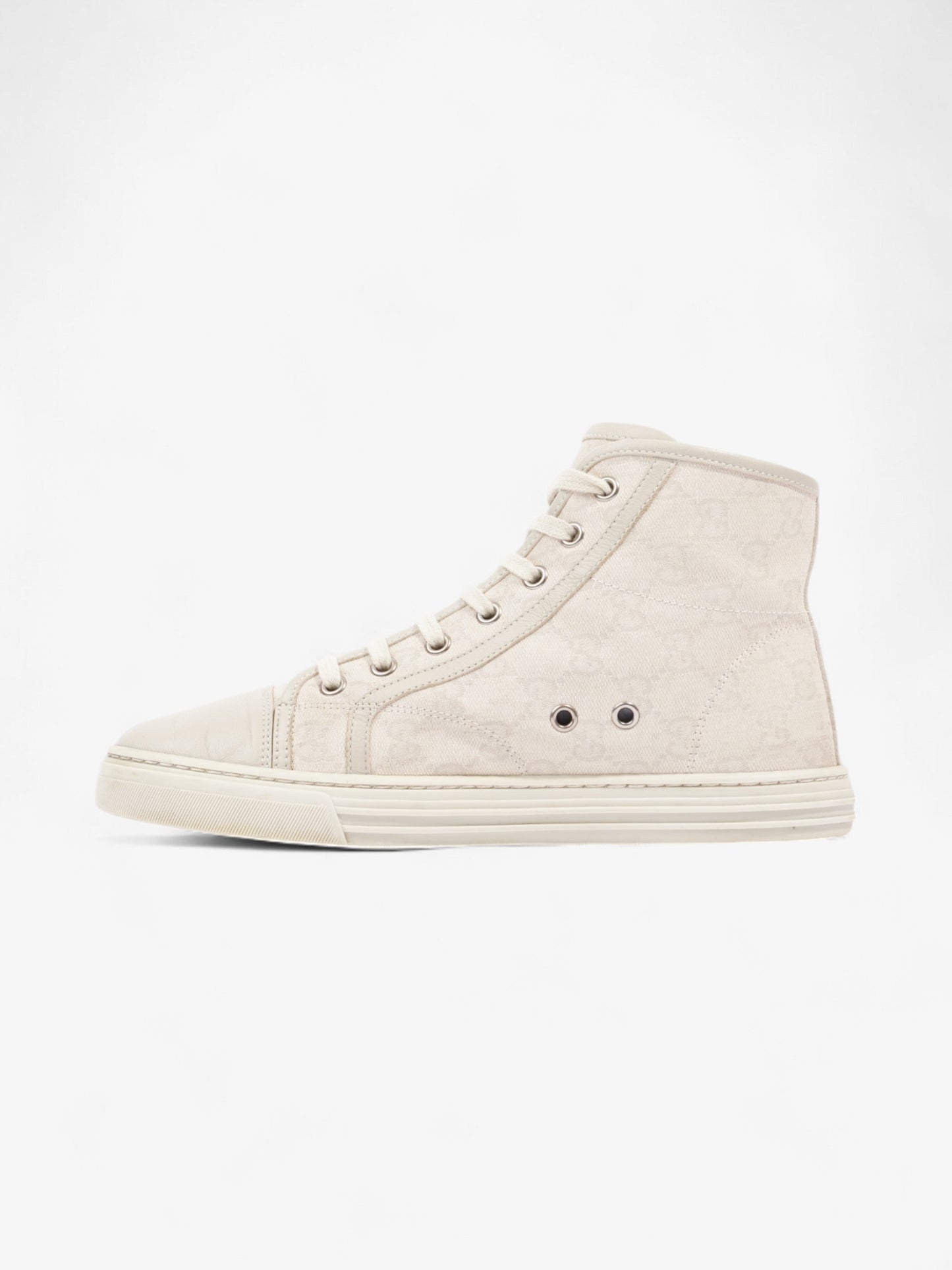 Gucci GG Monogram High-Top Sneakers Beige Canvas EU 38 UK 5