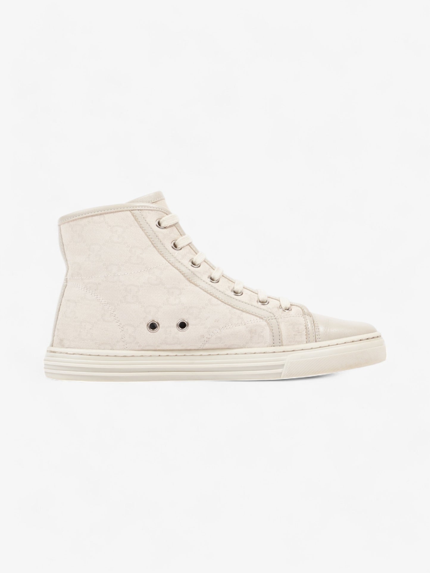 Gucci GG Monogram High-Top Sneakers Beige Canvas EU 38 UK 5