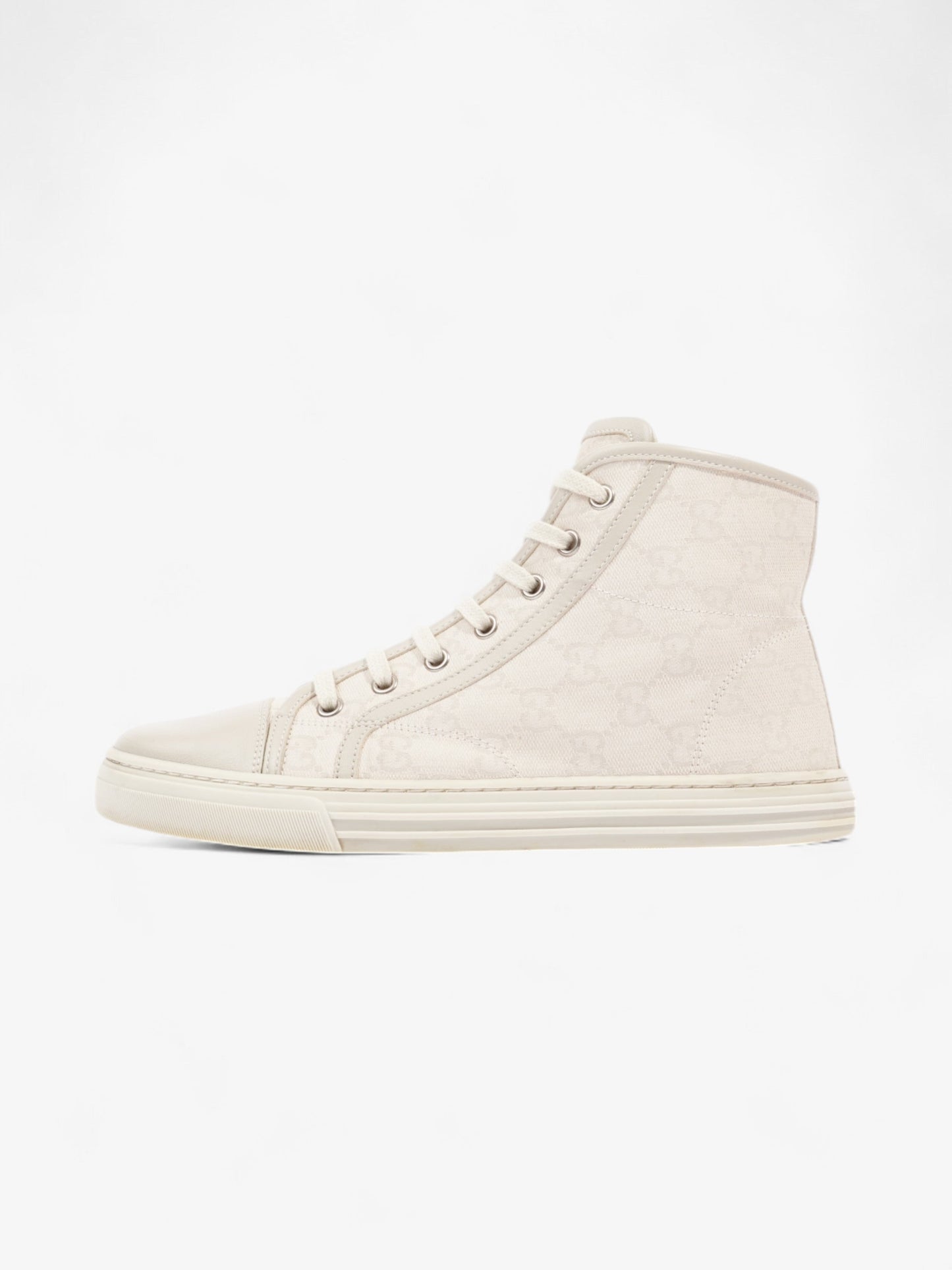 Gucci GG Monogram High-Top Sneakers Beige Canvas EU 38 UK 5