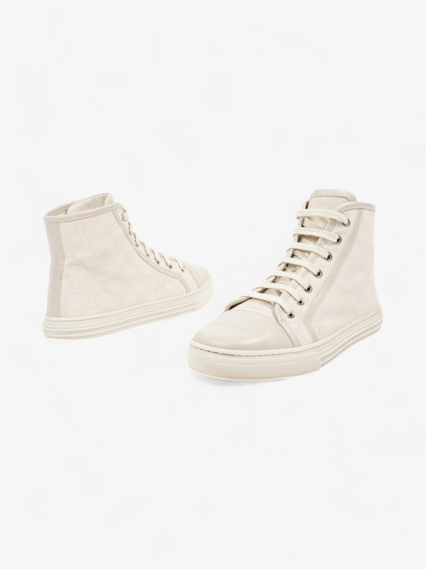 Gucci GG Monogram High-Top Sneakers Beige Canvas EU 38 UK 5