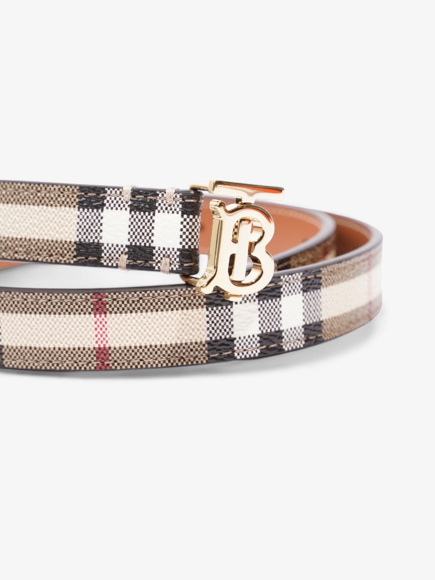 Burberry TB Belt Vintage Check / Light Gold Canvas Small - 87cm