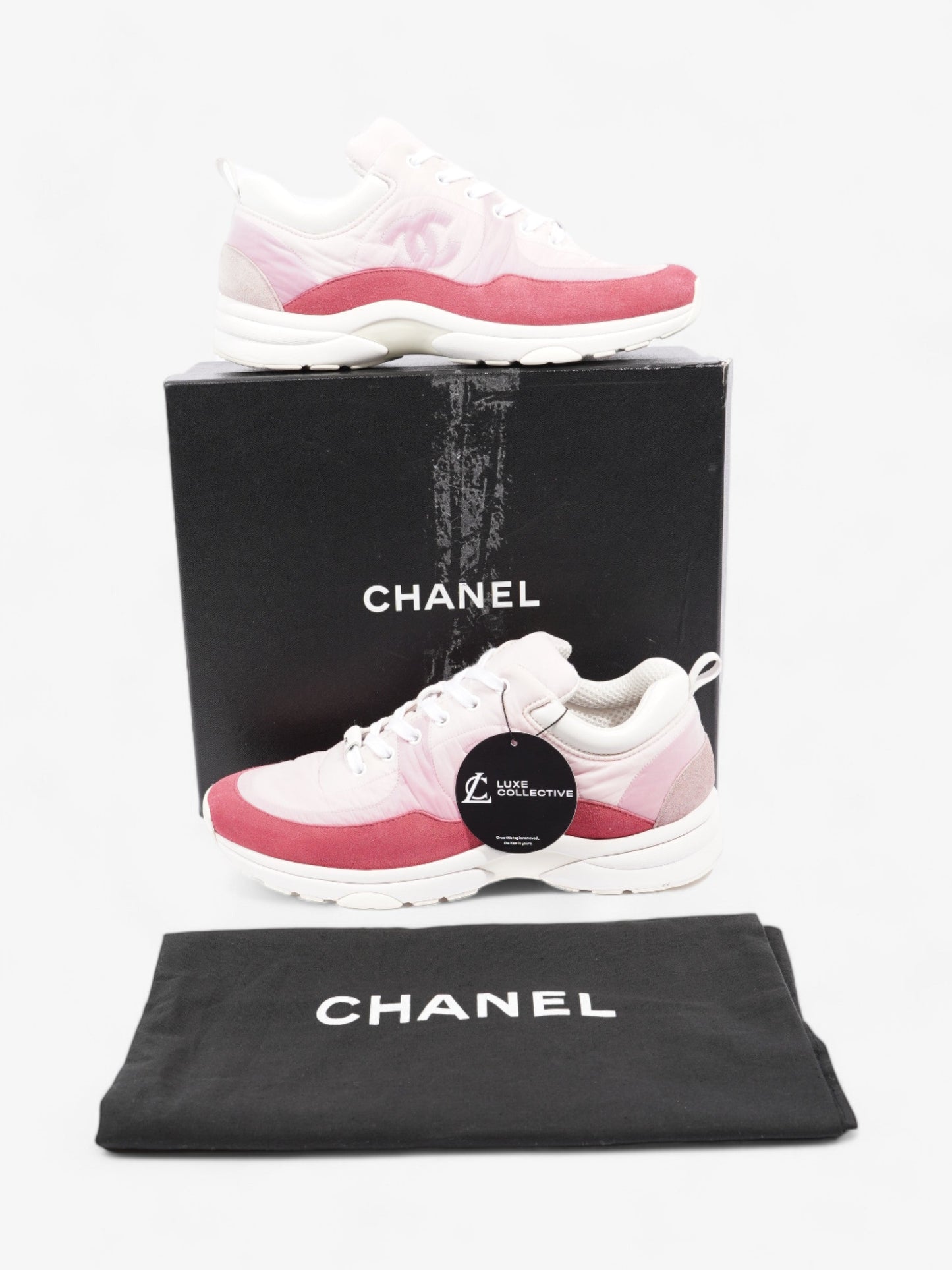 Chanel CC Logo Sneakers Pink / Red / White Nylon EU 41 UK 8