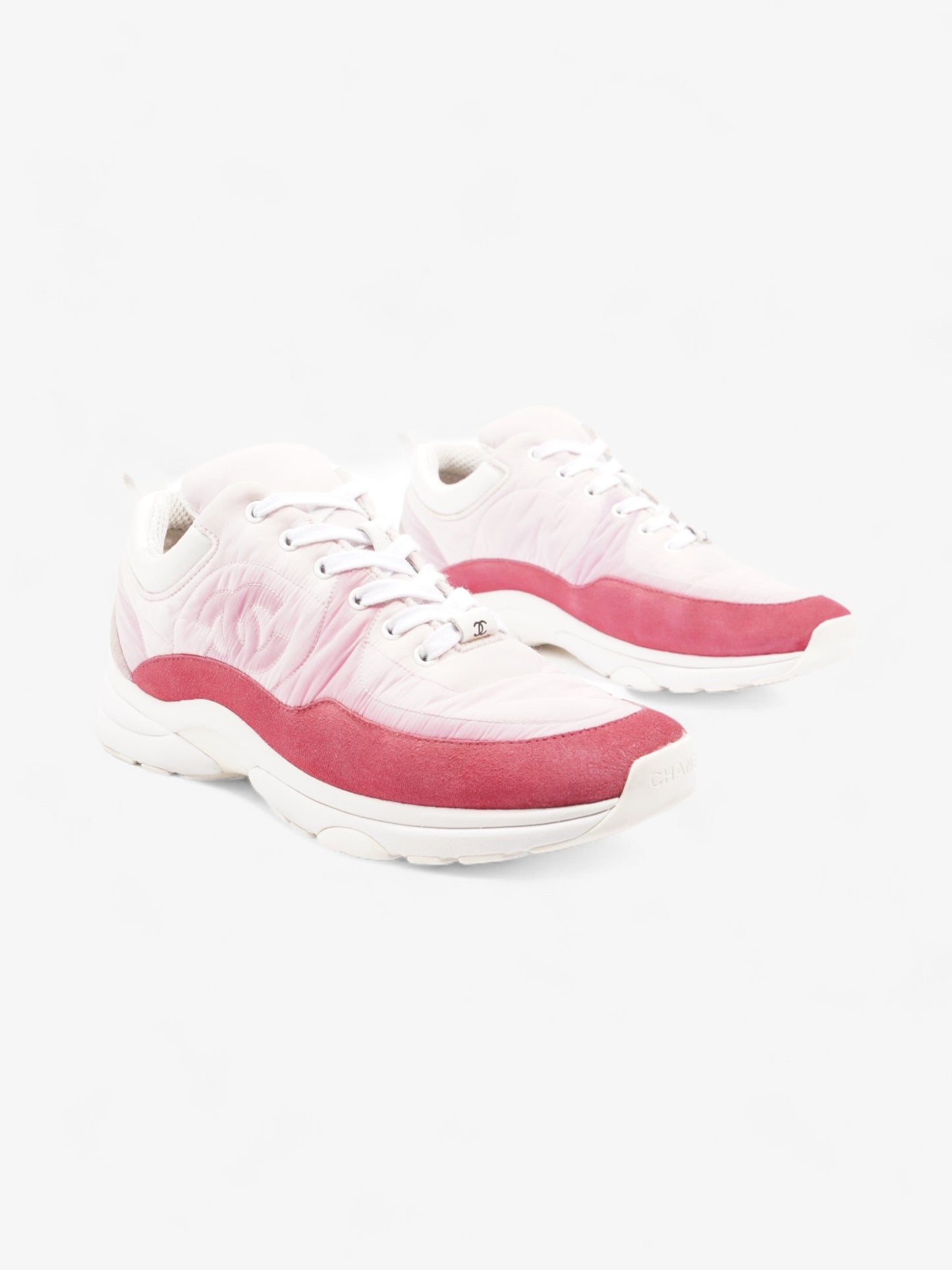 Chanel CC Logo Sneakers Pink / Red / White Nylon EU 41 UK 8