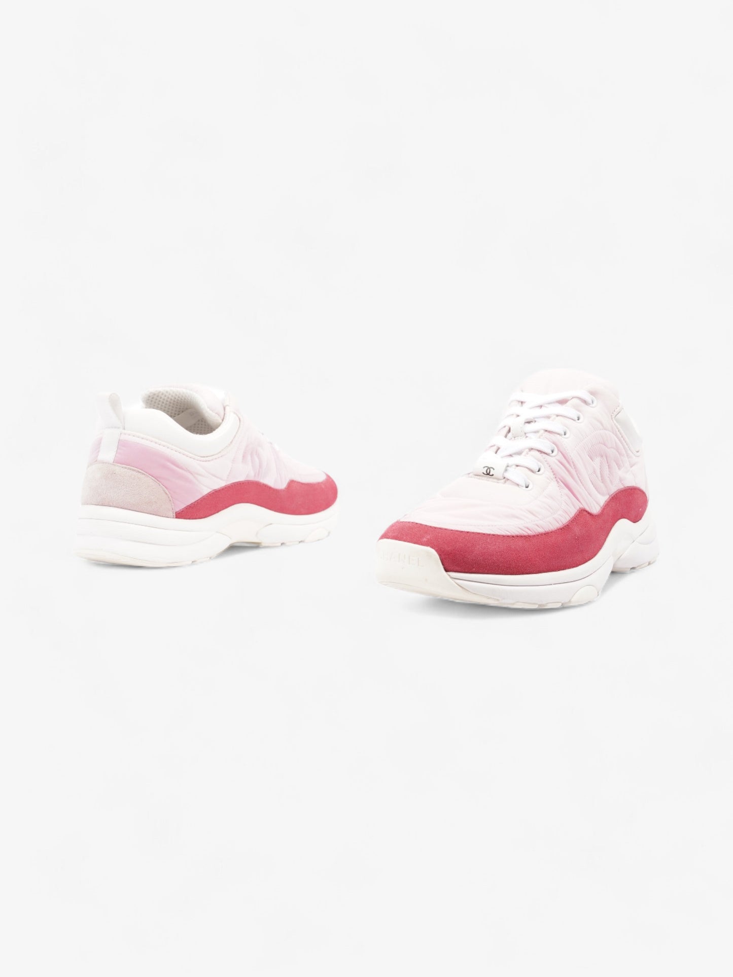 Chanel CC Logo Sneakers Pink / Red / White Nylon EU 41 UK 8