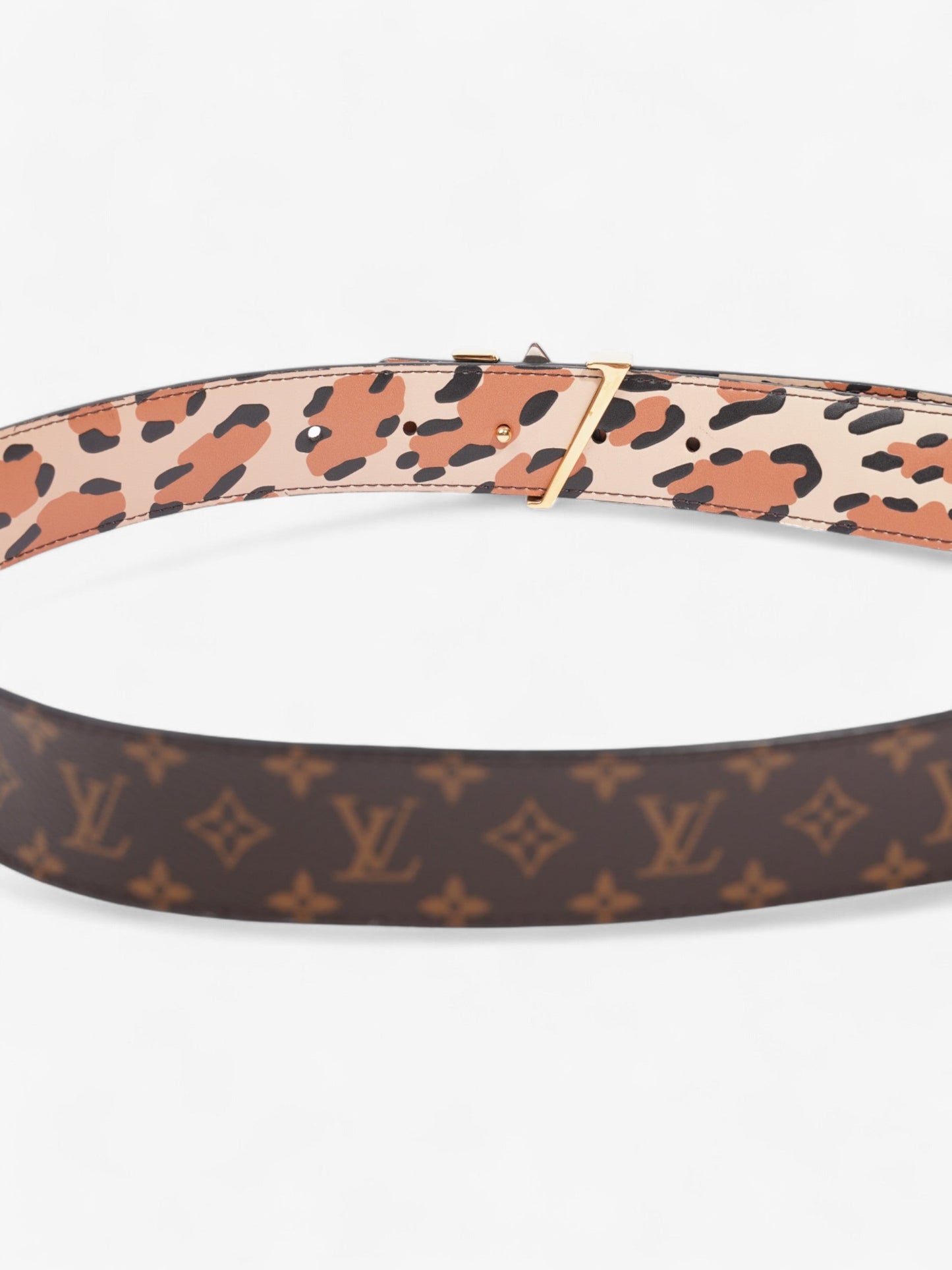 Louis Vuitton Initials Reversible Belt Monogram / Leopard Canvas 109cm