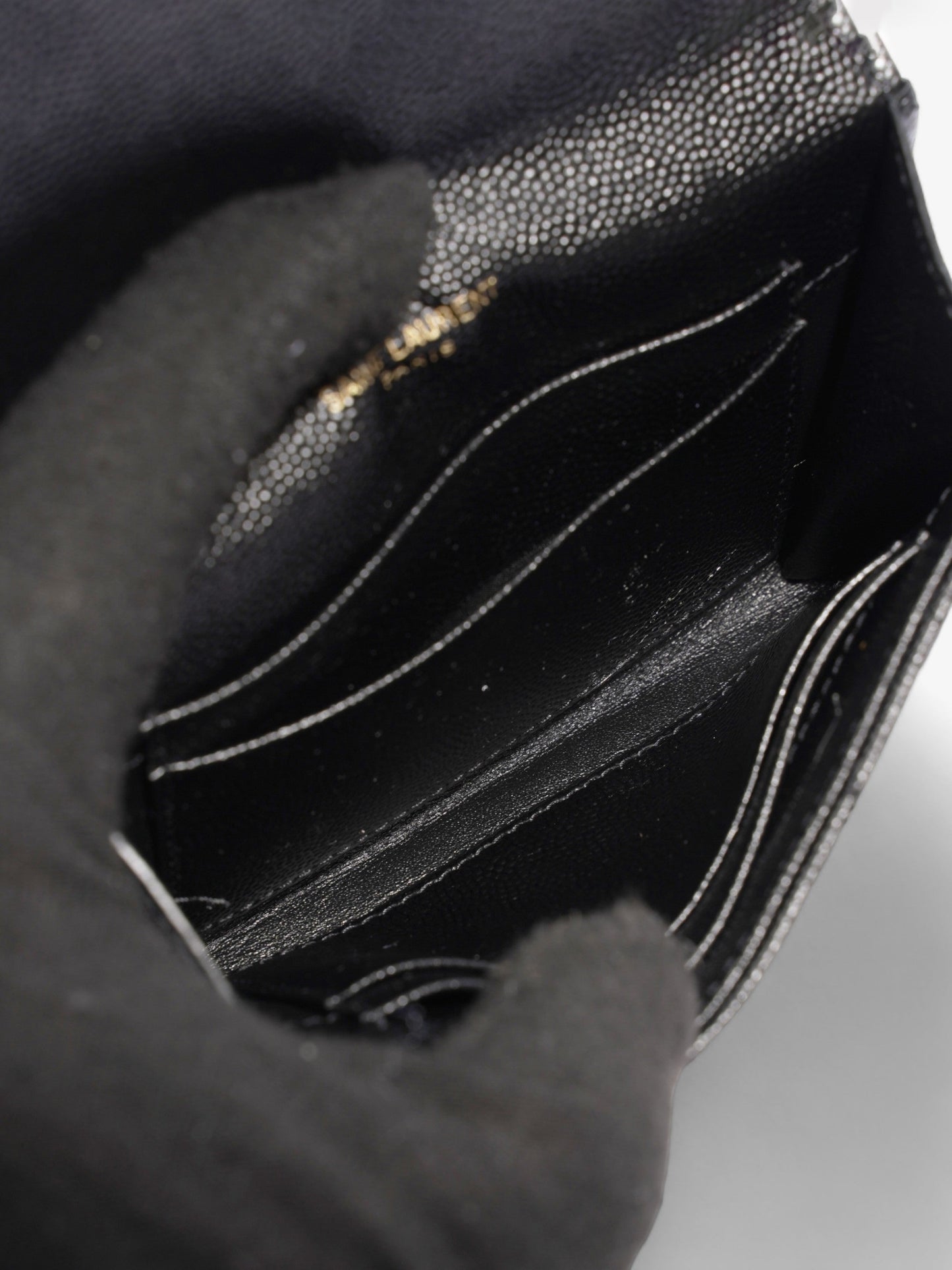 Saint Laurent Mini Envelope Wallet Black Grained Leather