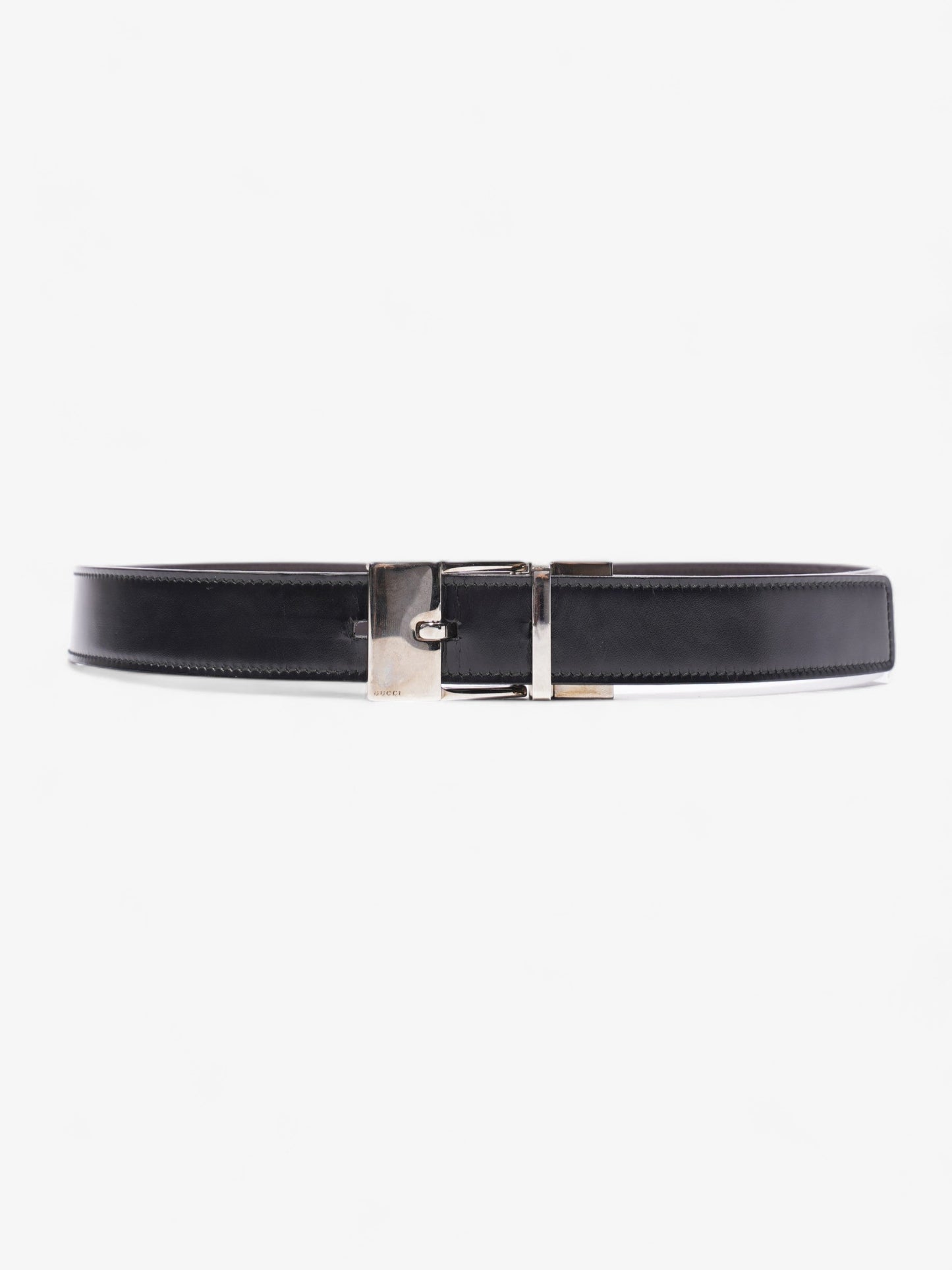 Gucci Square Buckle Belt Black Leather 80cm 32"