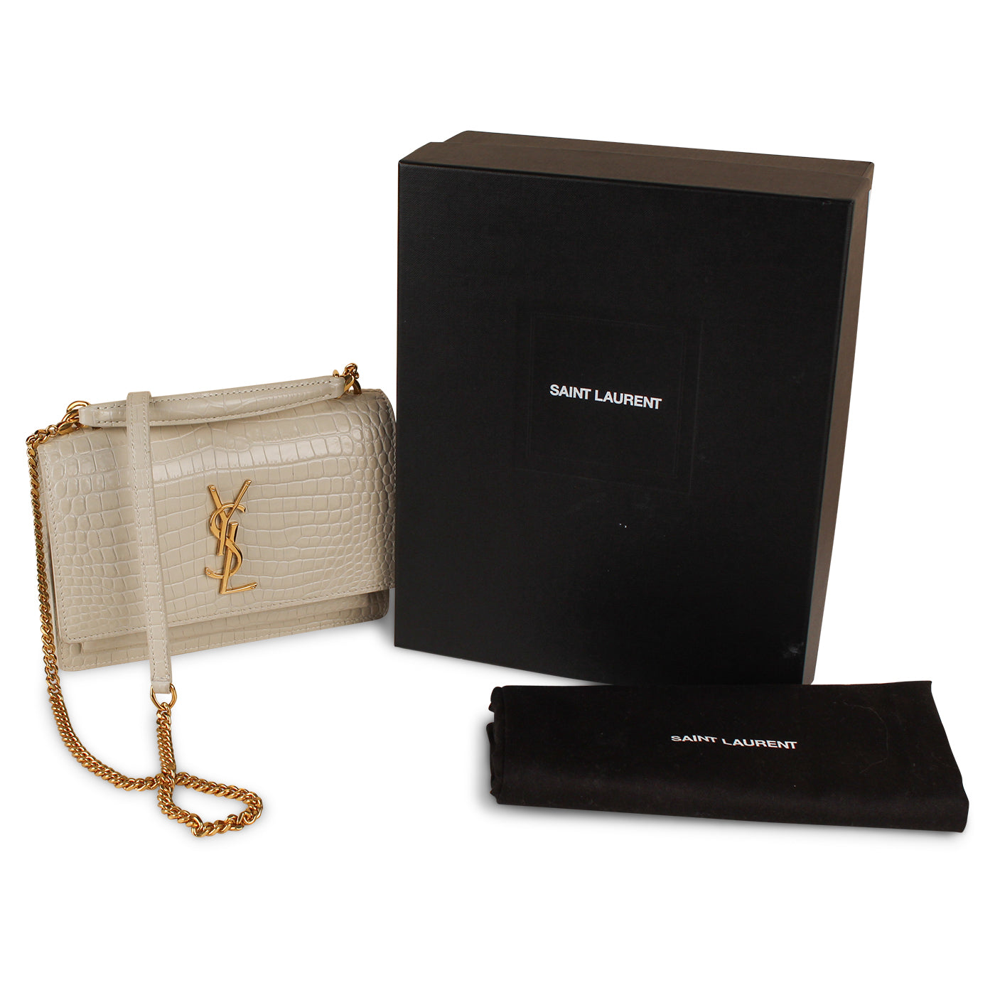 Saint Laurent Croc Sunset Chain Wallet