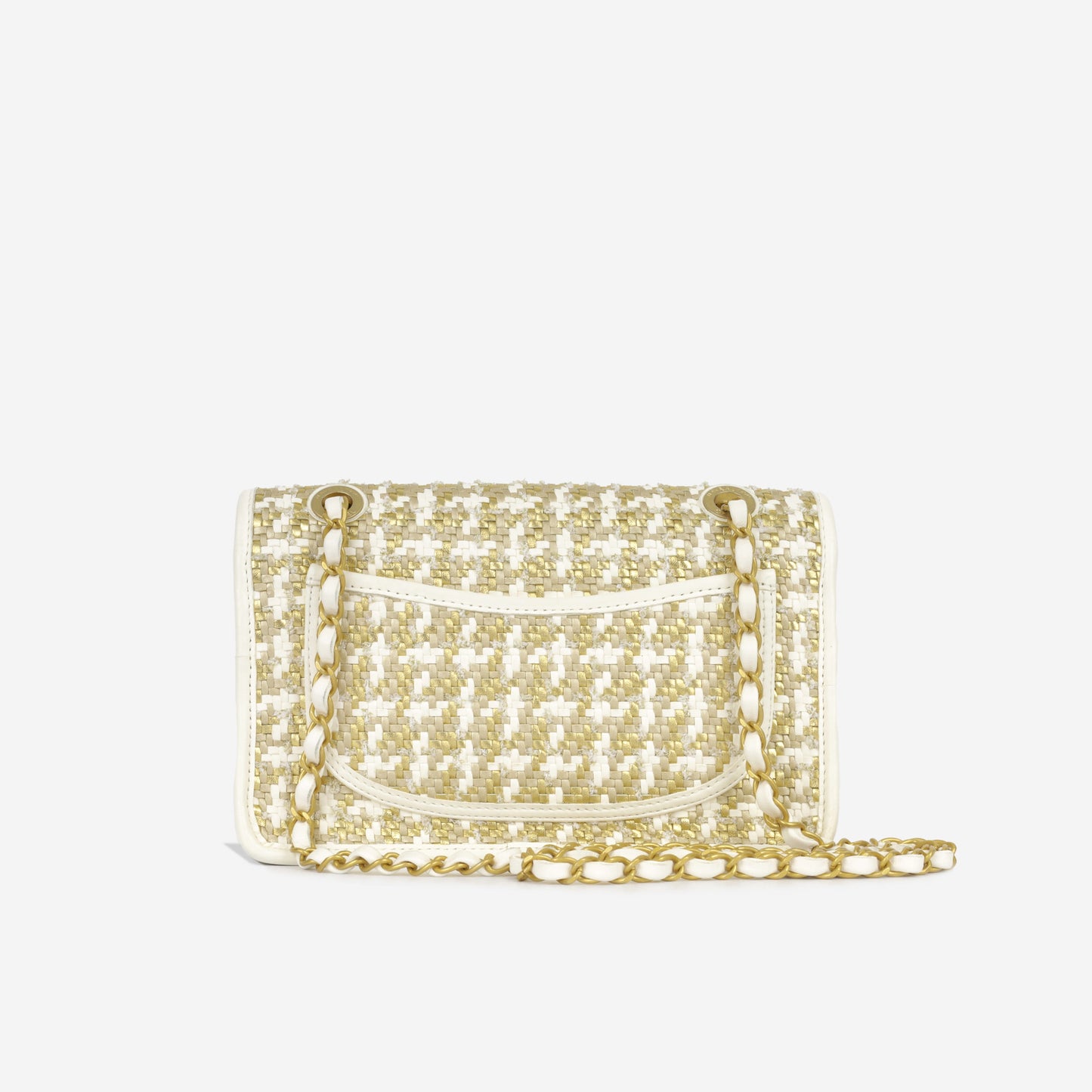 Chanel Cruise Woven Flap - Metallic Gold/White