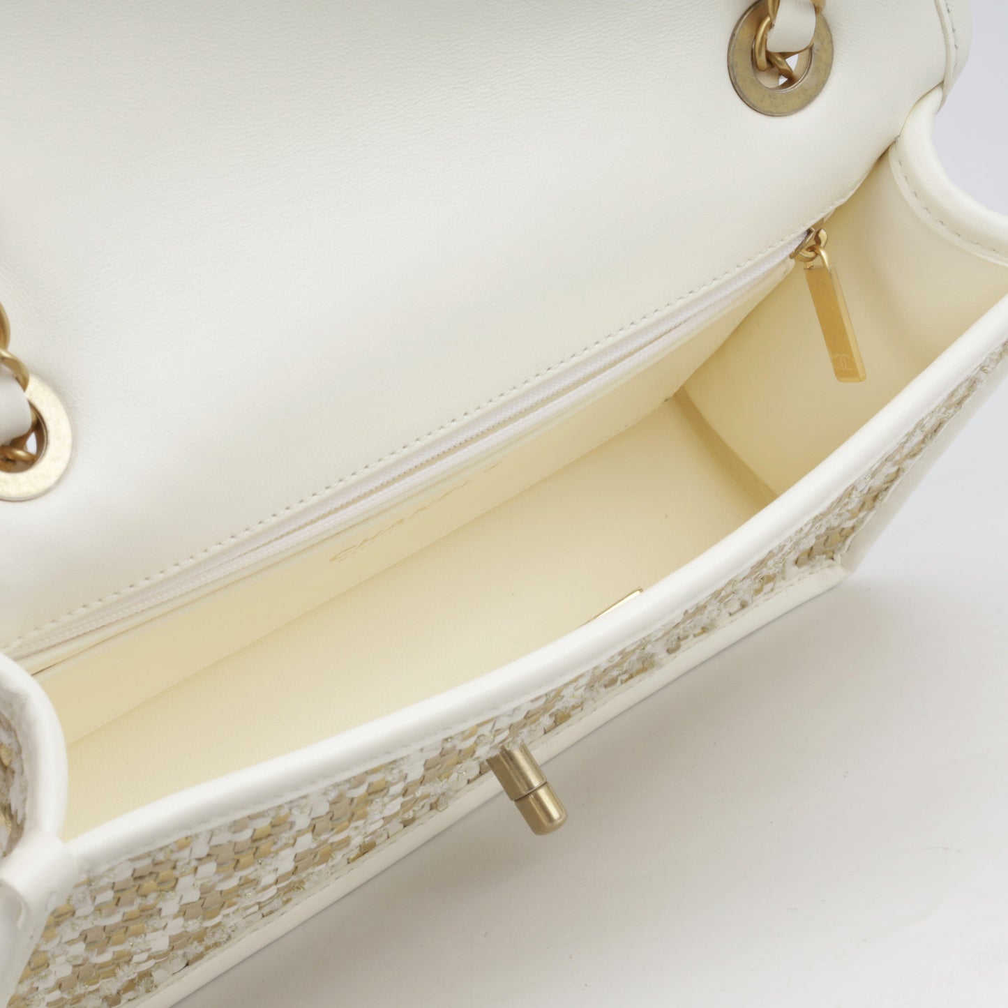 Chanel Cruise Woven Flap - Metallic Gold/White