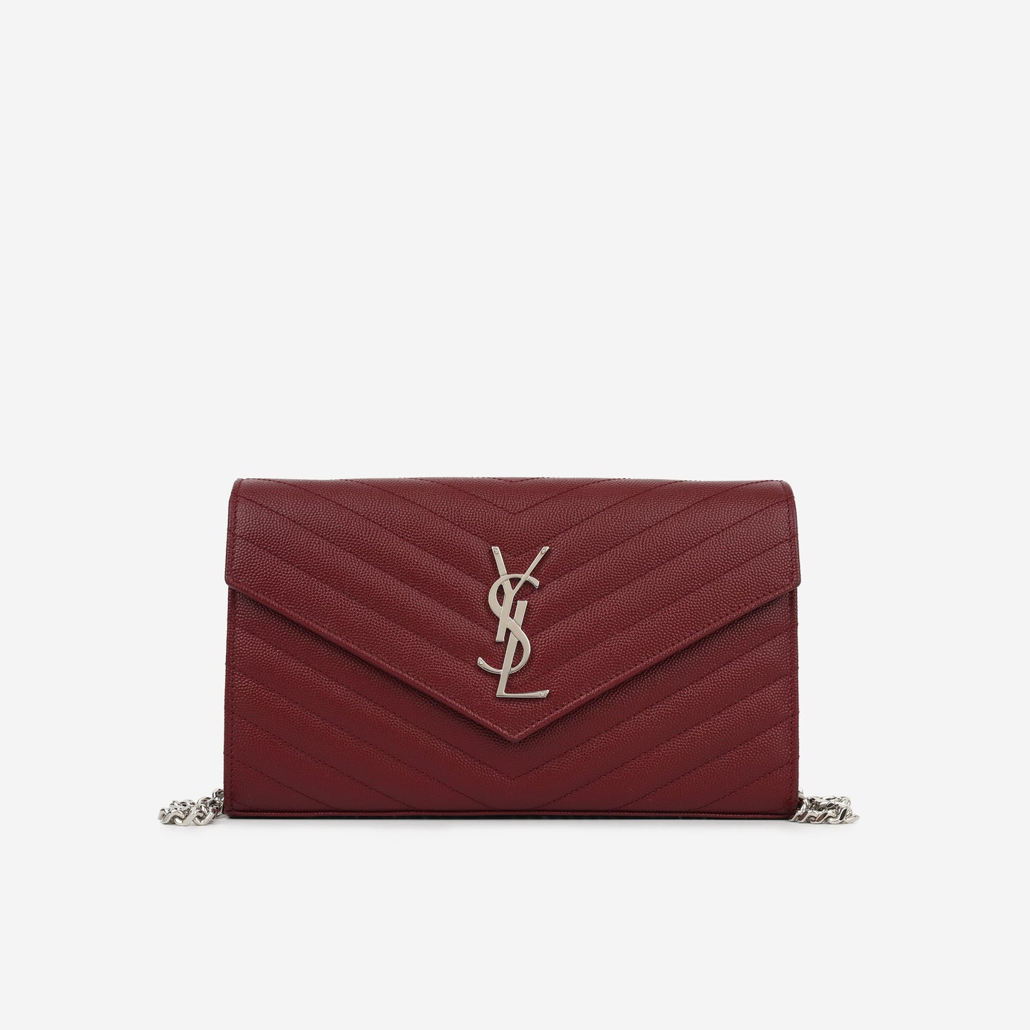 Saint Laurent Cassandre Chain Wallet - Burgundy