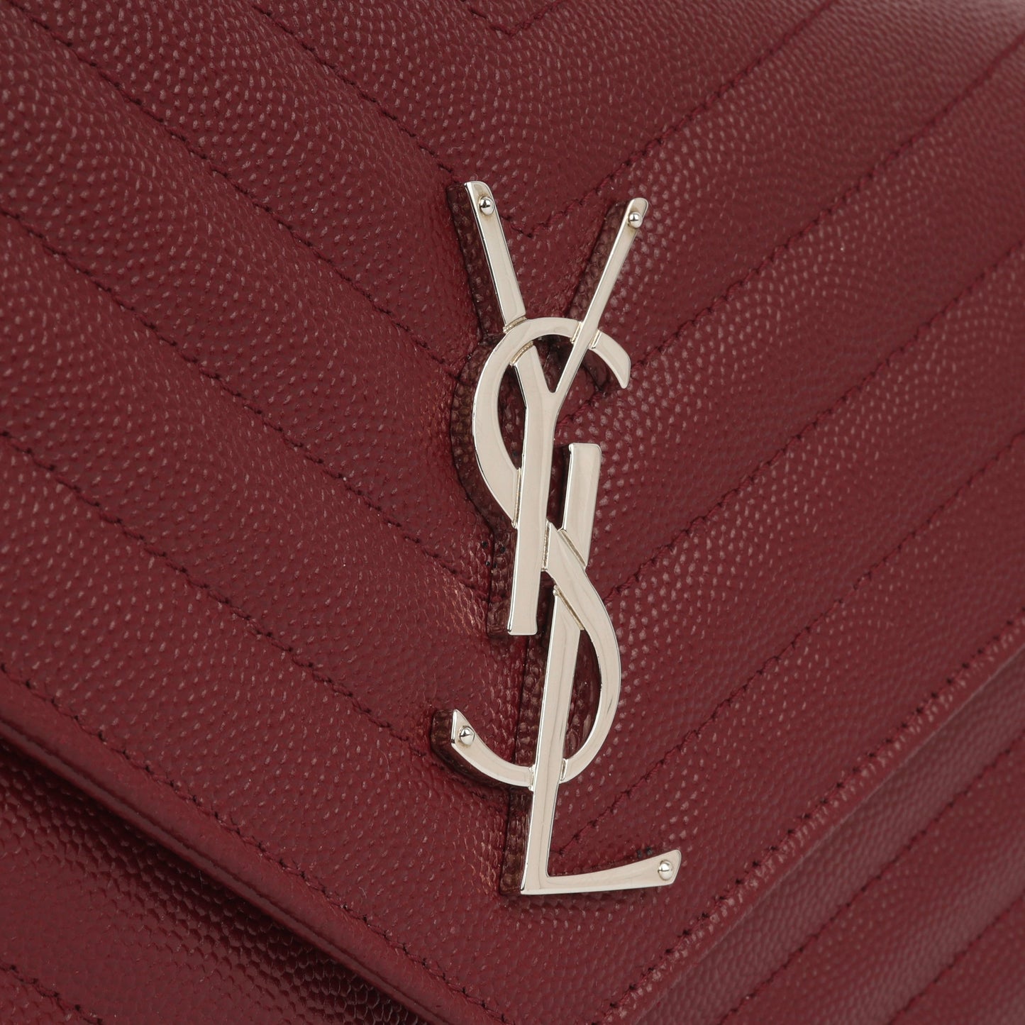 Saint Laurent Cassandre Chain Wallet - Burgundy