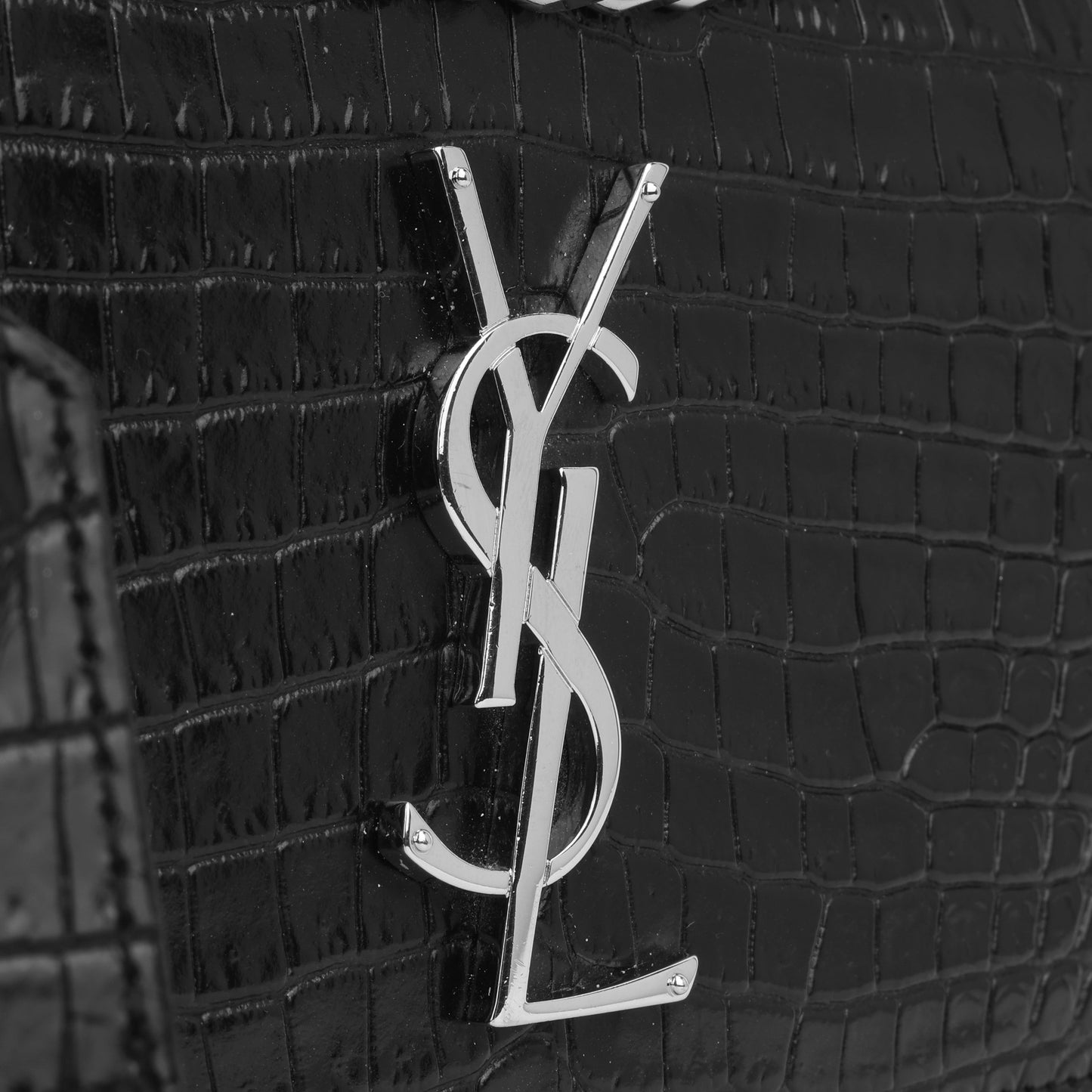 Saint Laurent Medium Sunset - Black Croc Embossed