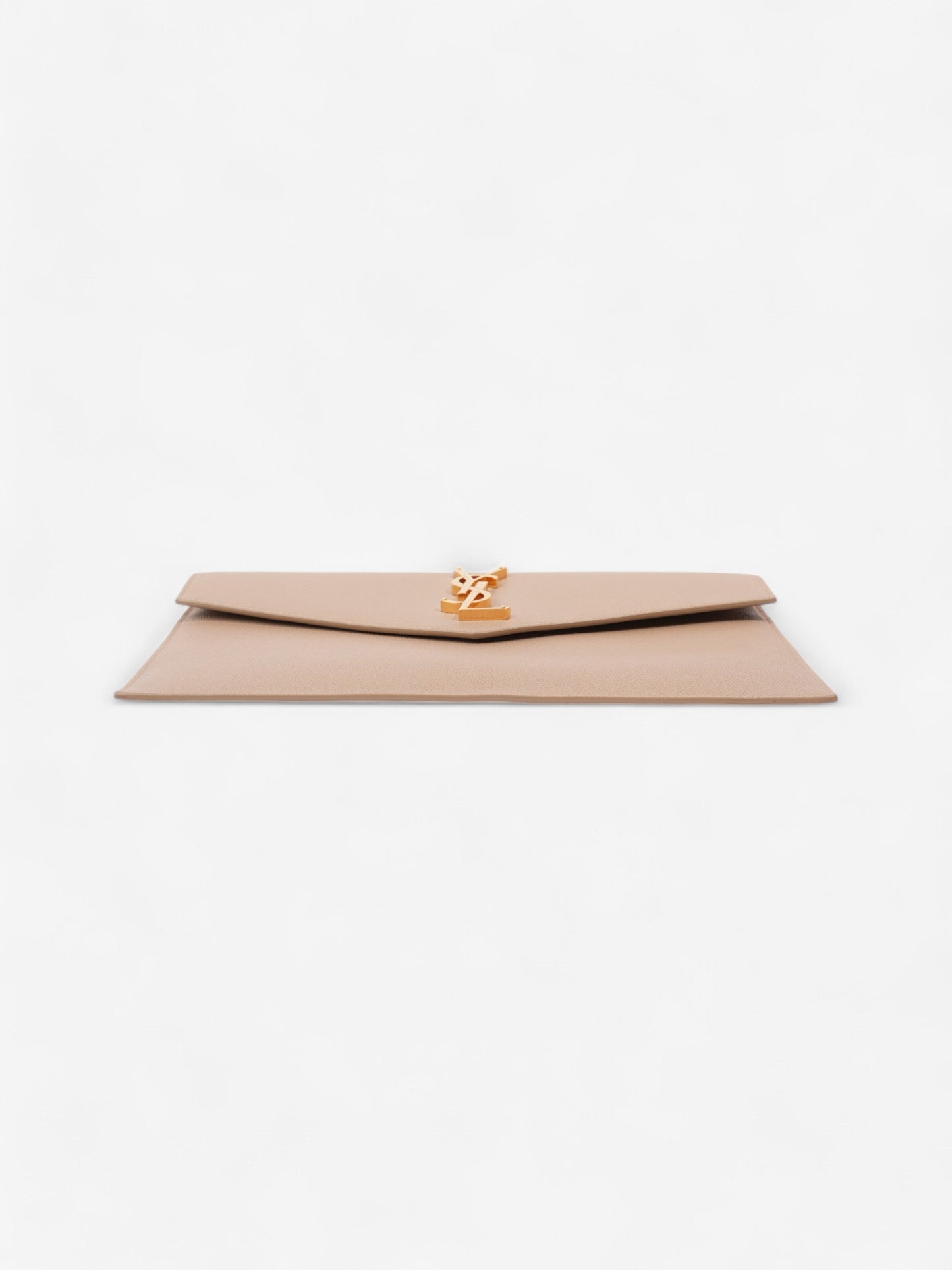 Saint Laurent Uptown Clutch Dark Beige Grained Leather