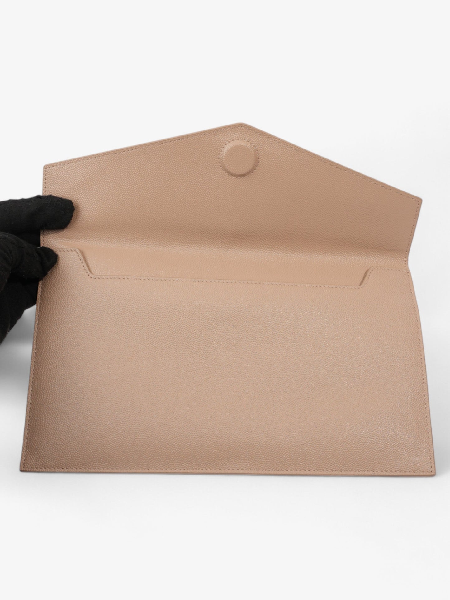 Saint Laurent Uptown Clutch Dark Beige Grained Leather