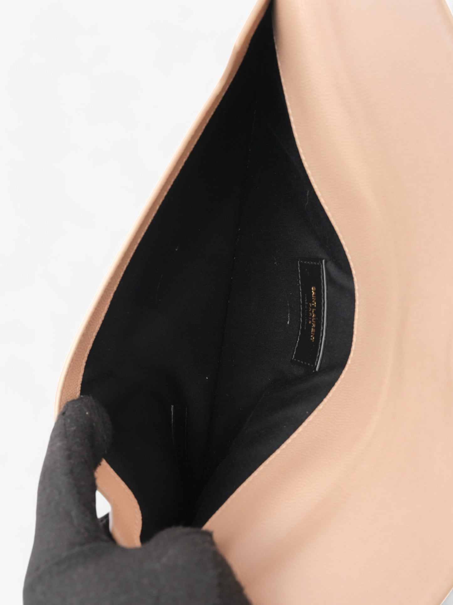 Saint Laurent Uptown Clutch Dark Beige Grained Leather