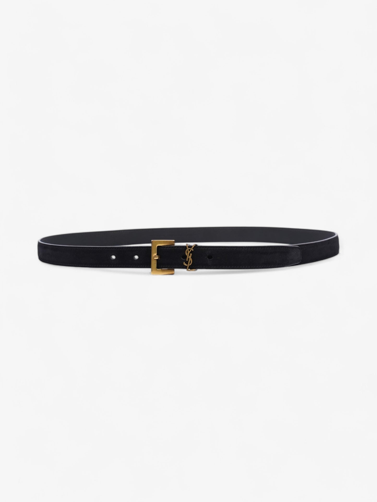 Saint Laurent Logo Belt Black Suede 90cm 32"