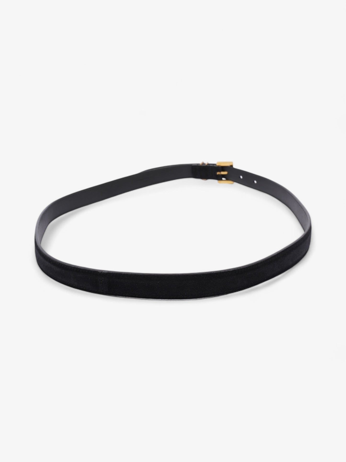Saint Laurent Logo Belt Black Suede 90cm 32"