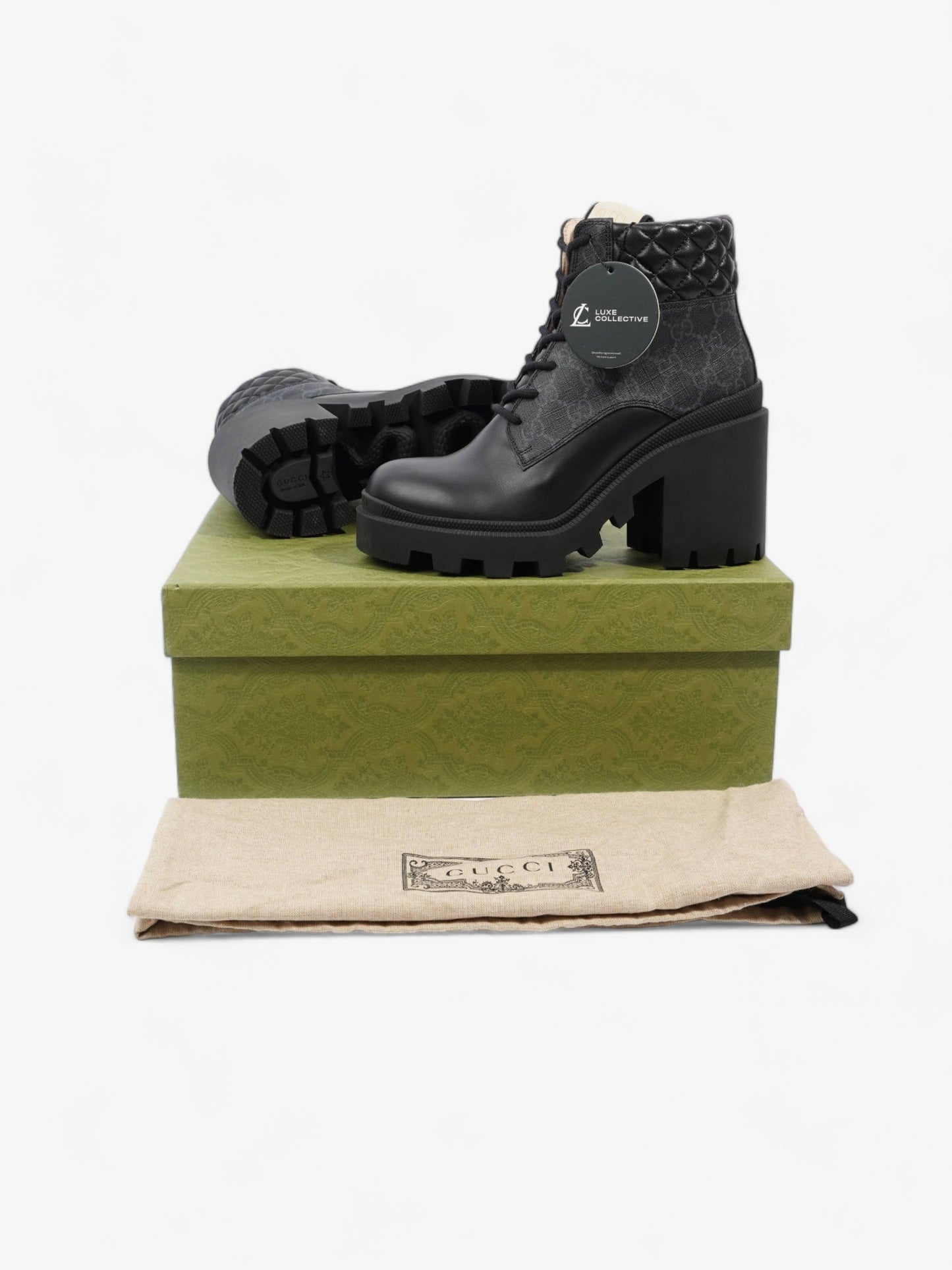Gucci Trip GG Boots 90 Black / Black Monogram Leather EU 37 UK 4