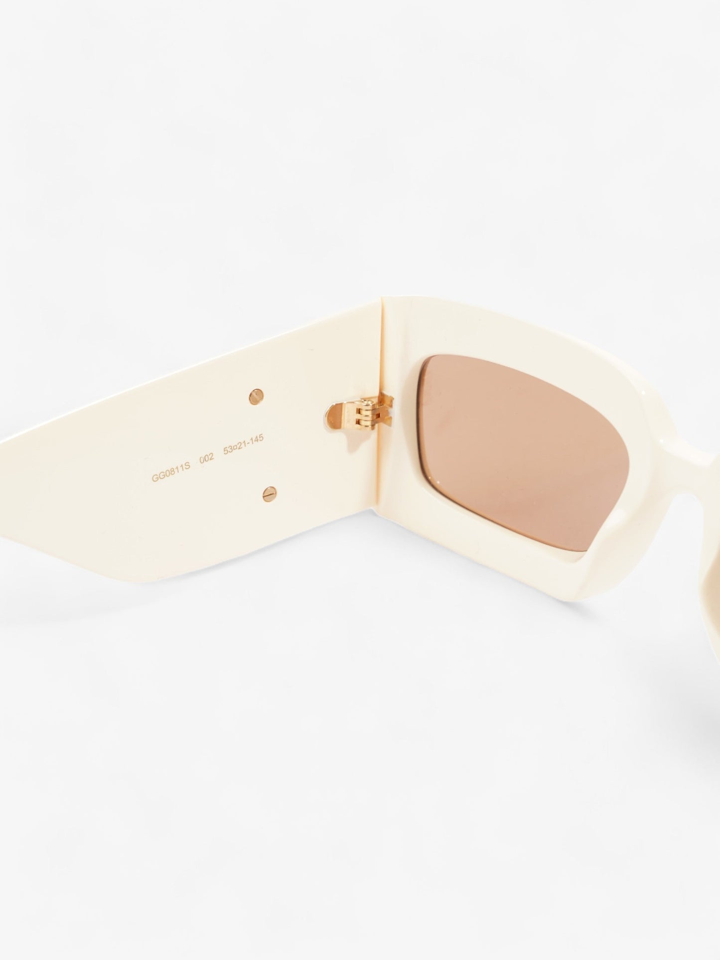 Gucci GG Logo Quilted Rectangular Sunglasses Cream Acetate 145mm