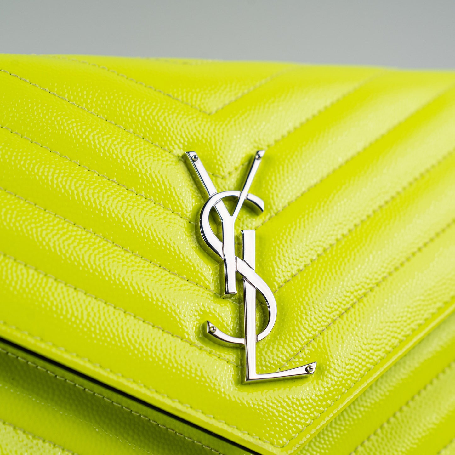 Saint Laurent Wallet On Chain Neon Yellow