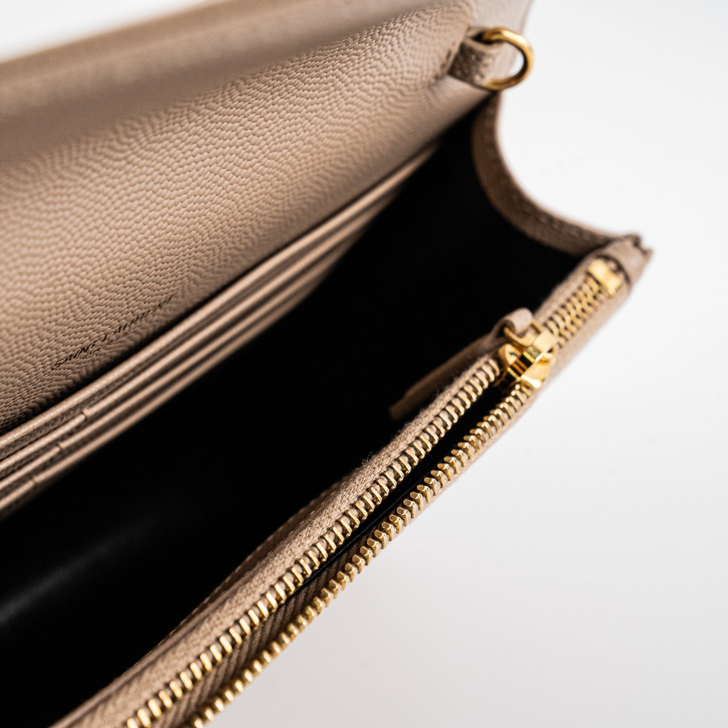 Saint Laurent Cassandre Envelope Wallet on Chain WOC Beige