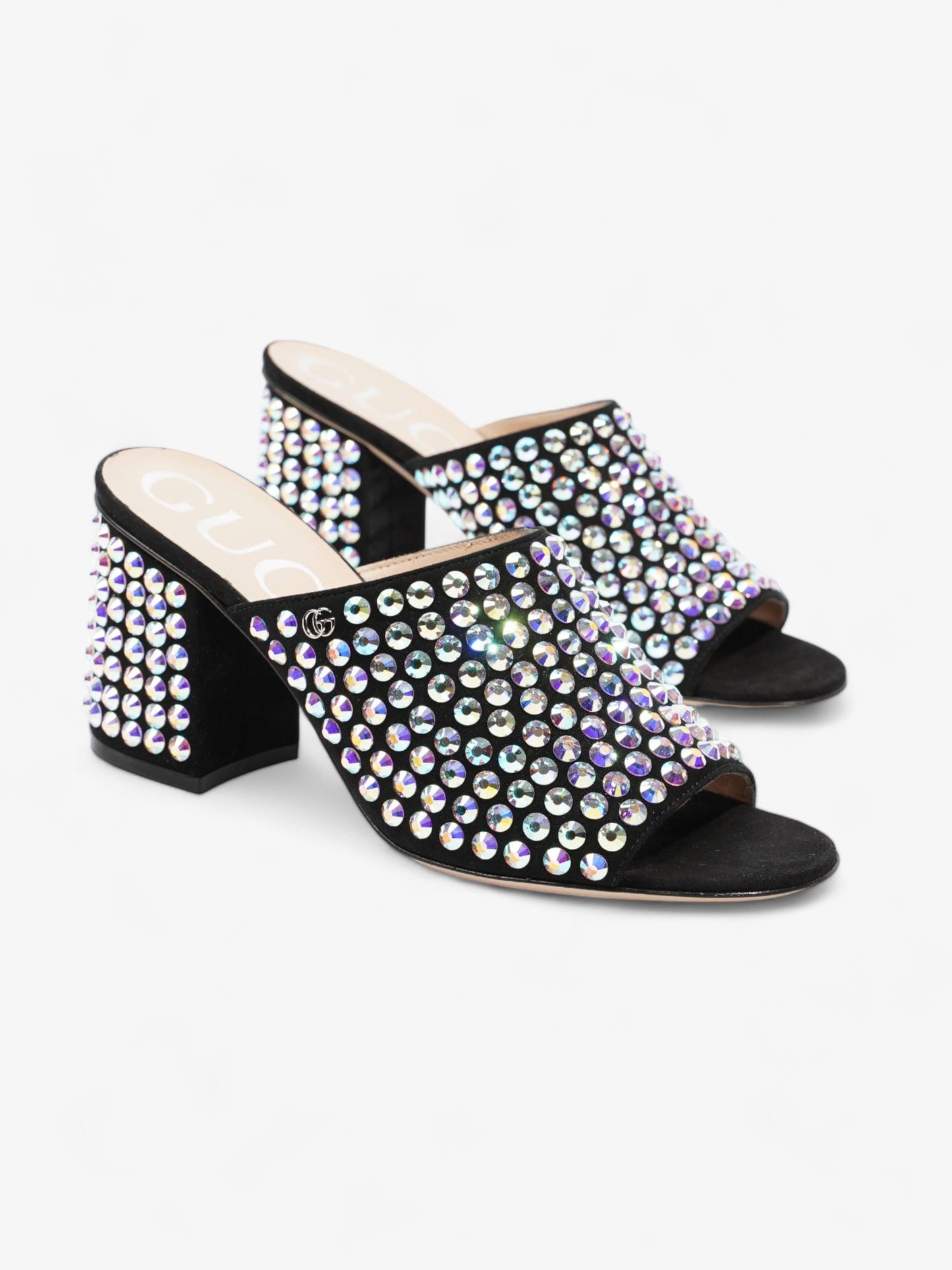 Gucci Embellished Mules 75 Black / Sequins Suede EU 37.5 UK 4.5
